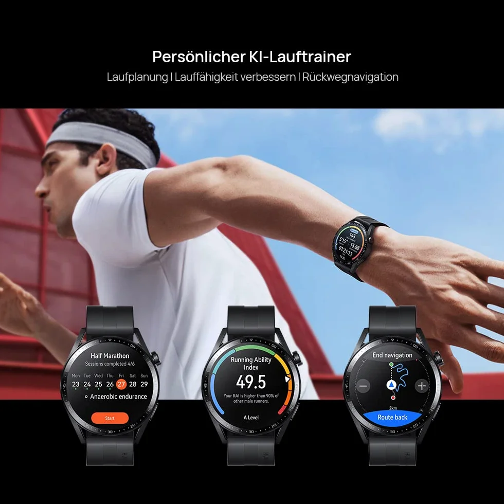 HUAWEI Smartwatch Watch GT 3 42 mm, długi czas pracy baterii, monitorowanie SpO2, dokładny monitoring tętna, 100+ trybów treningowych, połączenia Bluetooth, biały