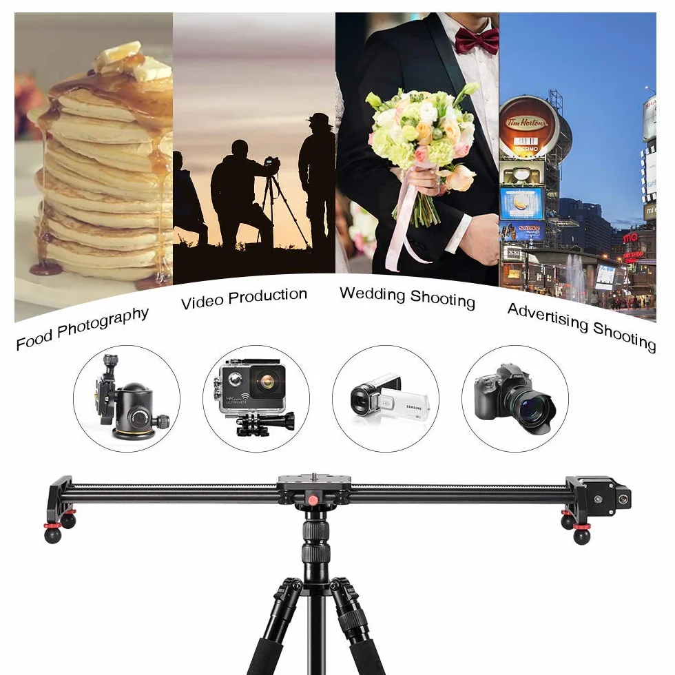 GVM Slider do aparatu, 60 cm, ze stopu aluminium, do lustrzanek cyfrowych, fotografii, wideo, produkcji filmowej