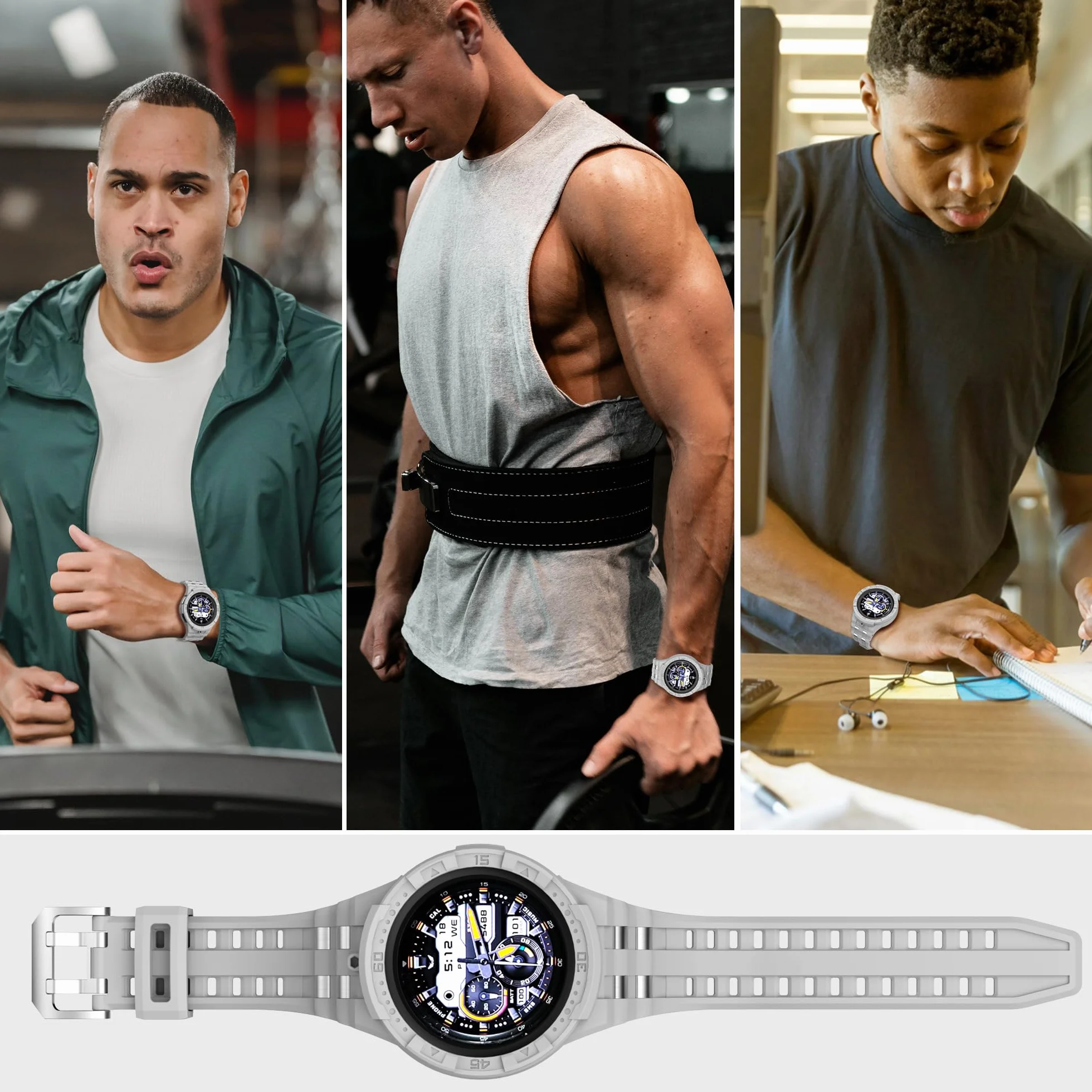 Etui kompatybilne z zegarkiem Samsung Galaxy Watch 5 Pro Band z etui do Galaxy 5 Pro 45 mm 2022, męskie, szare