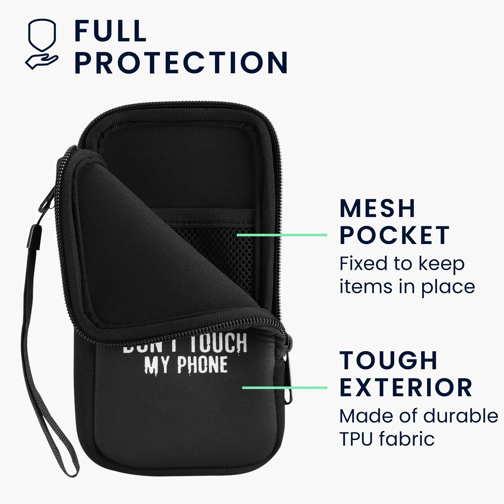 kwmobile etui ochronne na smartfon XL - 6,7/6,8" - Neoprenowa torba ochronna na telefon komórkowy Don't Touch My Phone biało-czarna