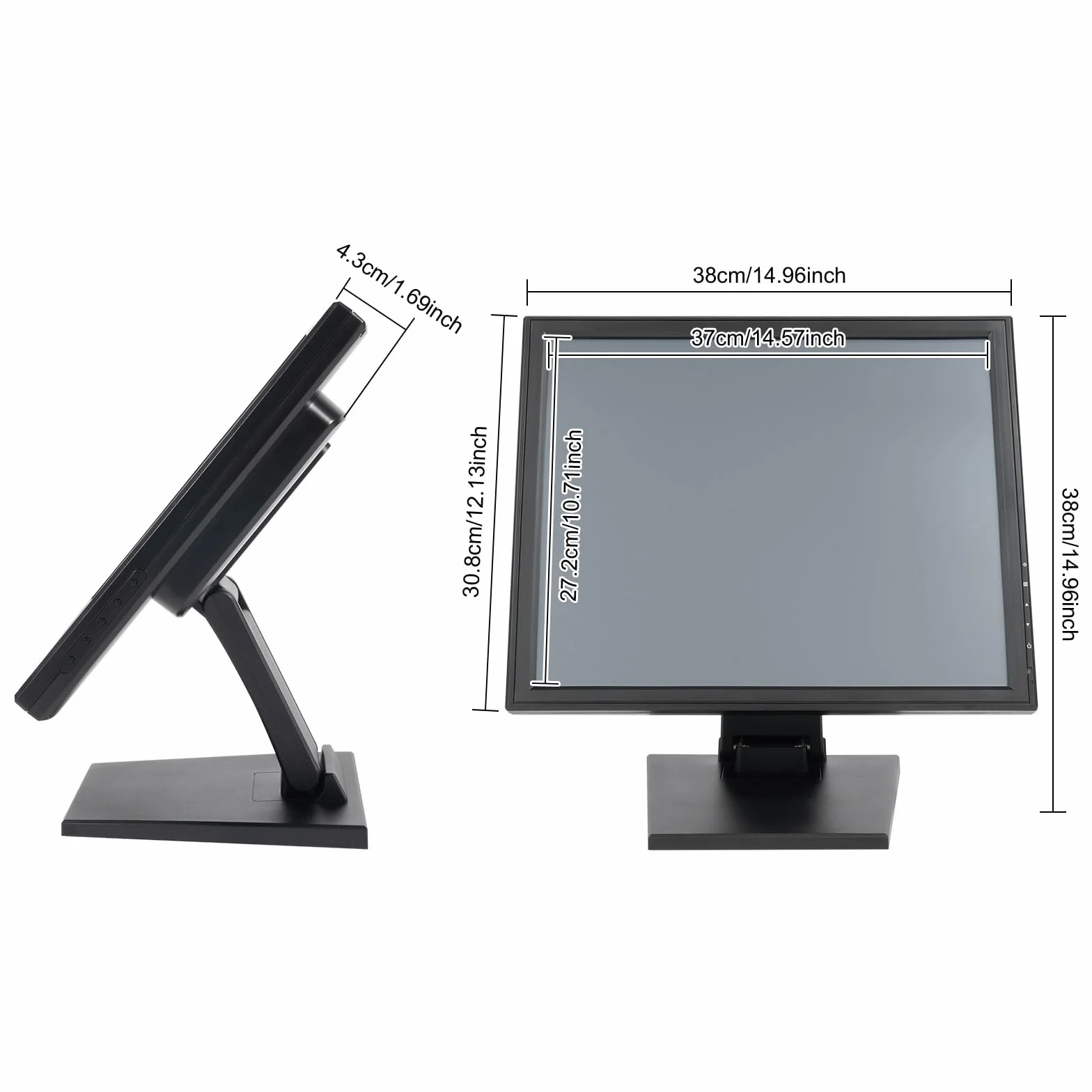 Przenośny monitor | monitor mobilny | ekran dotykowy | 17-calowy ekran dotykowy | rozdzielczość 1280 x 1024 | rezystancyjny 4-przewodowy | złącze USB/VGA | do POS/kasy/gastronomii | w zestawie rysik i