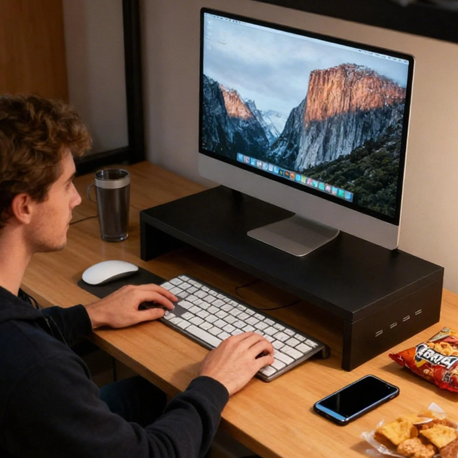 Générique Uchwyt na monitor, USB Pulpit Podnośnik, Booster ekranu PC | solidny podniesiony element, łatwe do umieszczenia narzędzia, akcesoria elektroniczne, przenośny pulpit, 19,69x7,87x3,03