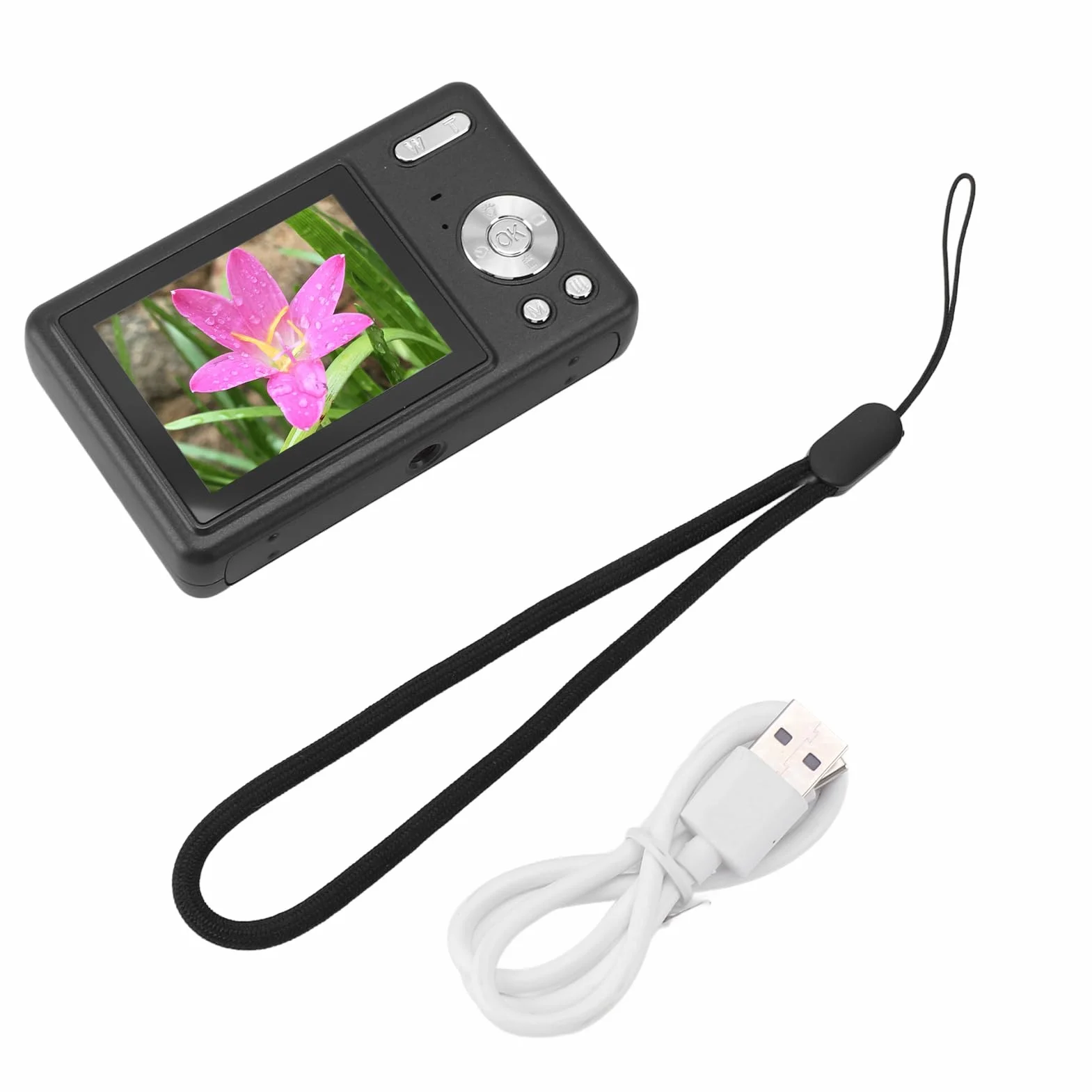 Aparat Cyfrowy z 2,4-calowym Ekranem TFT, kamerą 12 MP 1080P, Cyfrowym Aparatem Typu „wyceluj i Zrób zdjęcie” z 16-krotnym Zoomem Zapobiegającym Drganiom, Kompaktowa Kamera do