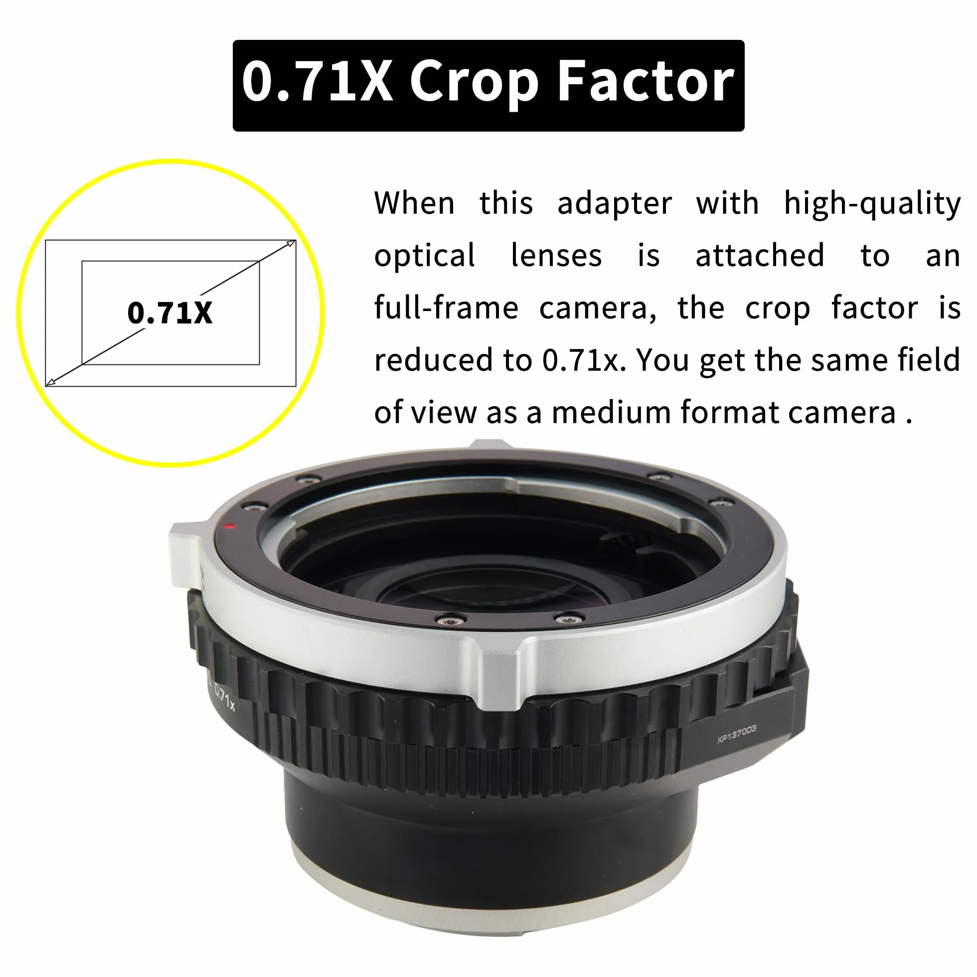 Adapter mocowania obiektywu Speed ​​Booster z redukcją ogniskowej 0,71X, kompatybilny z obiektywem Pentax 645 i aparatem Leica lub Panasonic z mocowaniem L