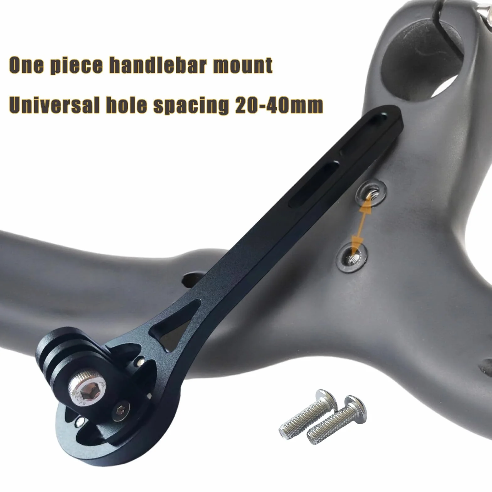 Zintegrowany uchwyt rowerowy, uchwyt na komputer ze stopu aluminium, uchwyt na komputer rowerowy do roweru Garmin Edge, Wahoo, Cateye, Bryton (grube aluminium, czarny)