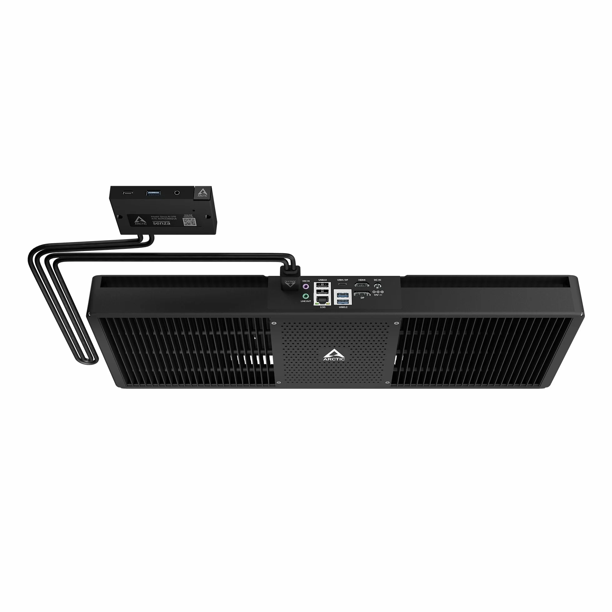 ARCTIC Senza AI 370: Cichy komputer PC, montaż pod biurkiem, pasywne chłodzenie, wysoka wydajność, AMD Ryzen AI 9 HX 370, komputer Copilot+, 32 GB LPDDR5X, dysk SSD 1 TB, USB4, LAN 2,5G, Wi-Fi 7, | Wysoka wydajność, AMD Ryzen AI 9 HX 370, Copilot+ PC, 32