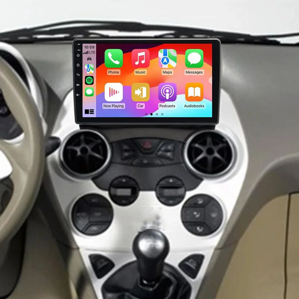 2+64G Podwójny Din Radio samochodowe do Ford Ka 2008-2014 Wireless Carplay Android Auto 9"IPS-Touchscreen Android 14 Autoradio GPS-Navigation Bluetooth FM RDS Kamera cofania WiFi Mirror Link SWC