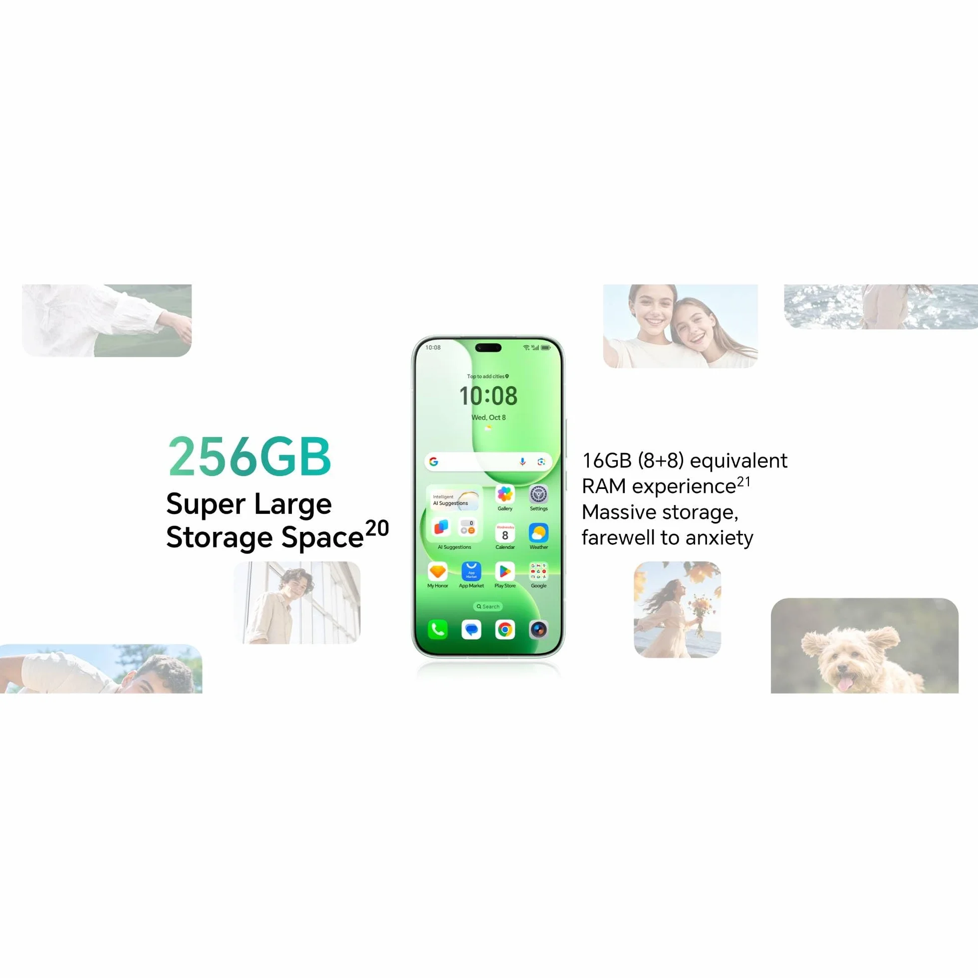 HONOR Zielona | Wyświetlacz 6,60" AMOLED 120 Hz, Dimensity 7100 Elite, akumulator 6520 mAh, 45 W SuperCharge, aparat przedni 16 MP, IP66