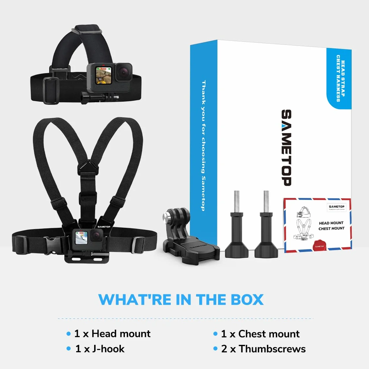 Chesty Opaska na Głowę Uchwyt Mocowanie Klatkę Piersiową do GoPro | Zestaw Pas Piersiowy Head Strap, do Go Pro Hero 13 12 11 10 9 8 7 6 5 Max Mission Session AKASO DJI Osmo Kamery Sportowe