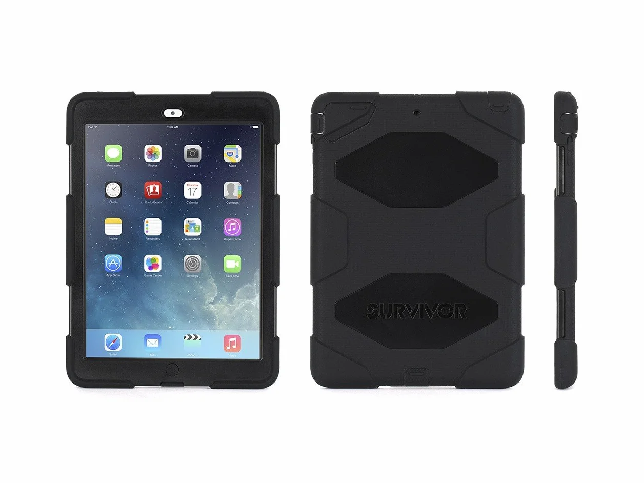 Griffin Survivor All Terrain etui ochronne Case ze zintegrowanym stojakiem do Apple iPad Air - czarne