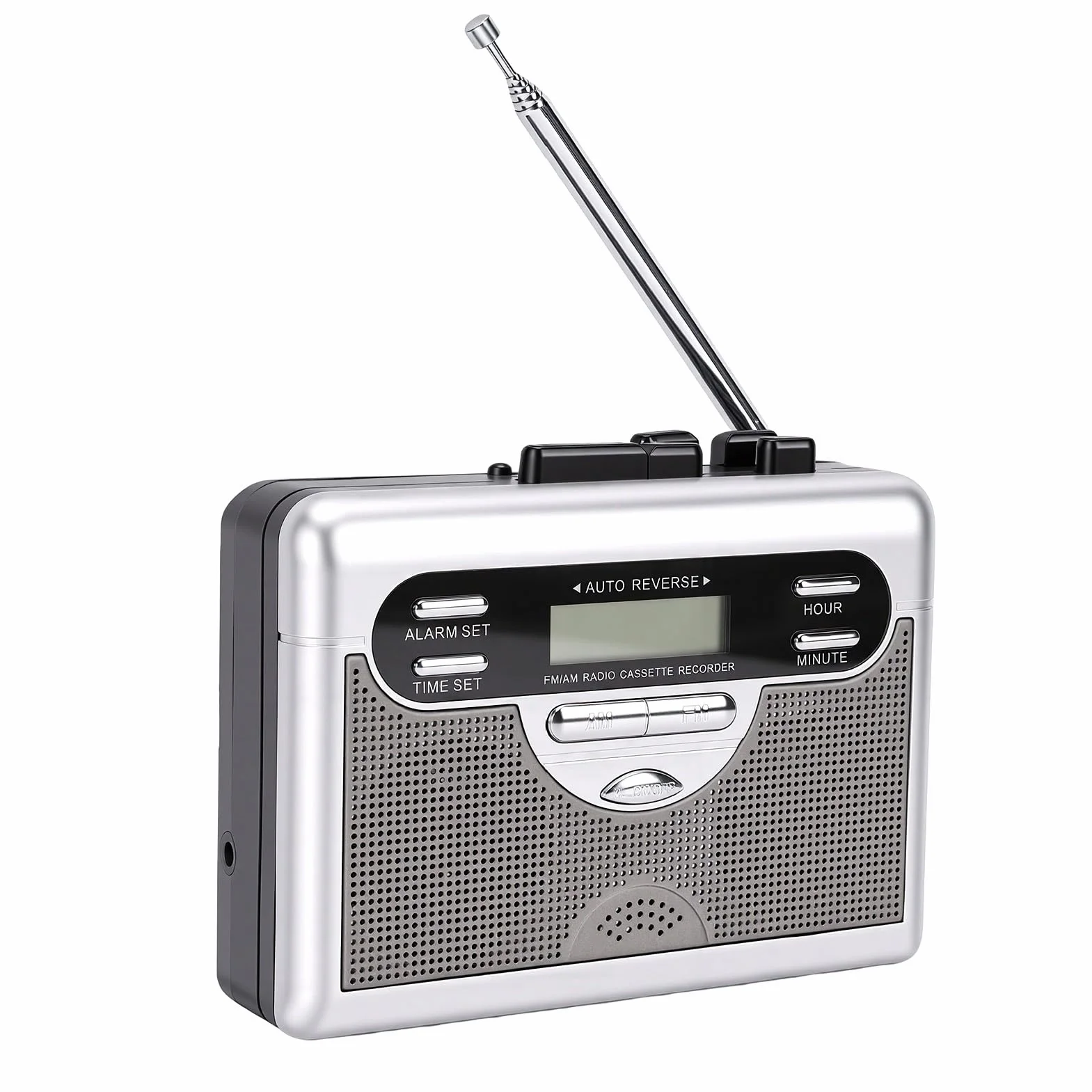 Sxhlseller Odtwarzacz Kasetowy z Radiem AM/FM, Retro Odtwarzacz Taśmowy z Automatycznym Przewijaniem, Vintage Urządzenie Audio z Ekranem LCD i Gniazdem Słuchawkowym 3,5 Mm do Nagrywania