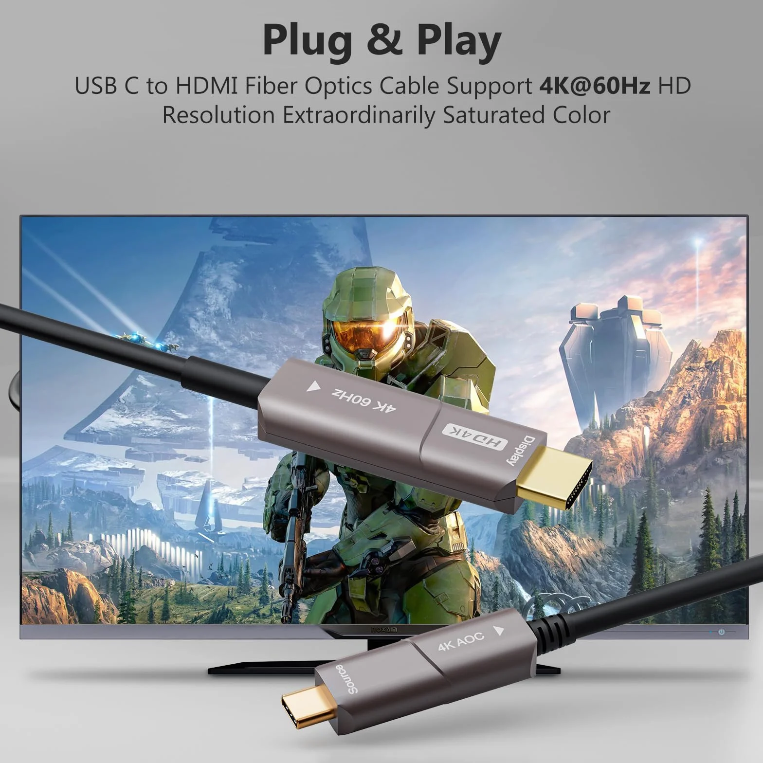 Kabel USB C na HDMI Fiber Optic kabel USB 3.1 Type C do 4K HDMI, kompatybilny z Thunderbolt 3/4, do MacBook Pro/Air (F0402-AOC-10M)