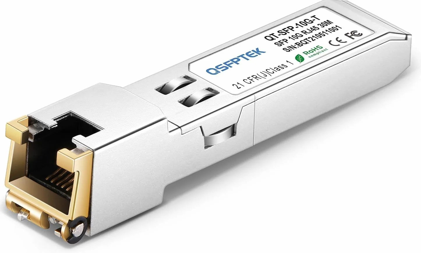 QSFPTEK 1,25G/2,5G/5G/10G-T SFP+ RJ45 30 m 10 Gb-T moduł miedziany 10GBASE-T nadajnik-odbiornik Mini-Gbic do Cisco SFP-10G-T-S, Ubiquiti UF-RJ45-10G, Mikrotik, do 30 m