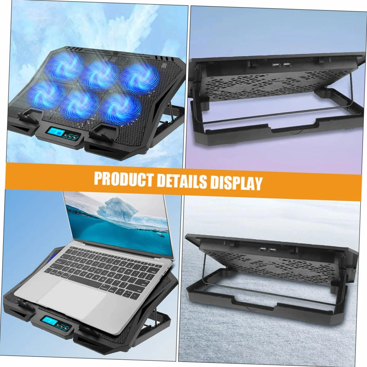 SHINEOFI Regulowany Laptop Stand z Wentylatorem Chłodzącym Stabilny Podstawek Chłodzący Do Laptopa Przenośny Uchwyt Biurko i Do Łóżka Zmniejsza Ból Szyi i Ramion