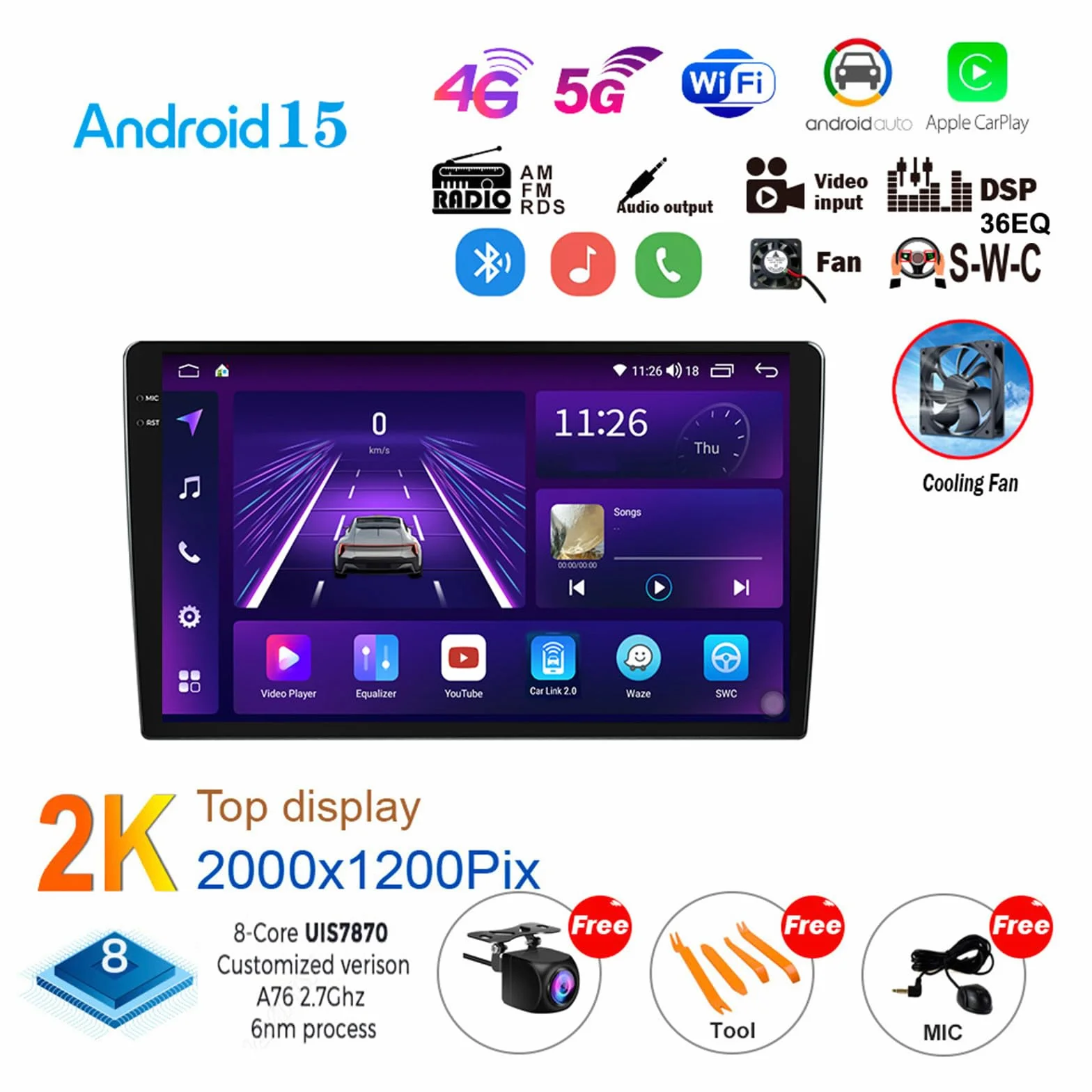 ,M6 plus3,Android 15 Radio 2 Din Stereo z 4G WiFi Carplay Android Auto dla Megane 2 2002-2009 Upgrade Touch Screen GPS Navi 9'' MP5 Multimedia Odtwarzacz wideo FM BT Odbiornik