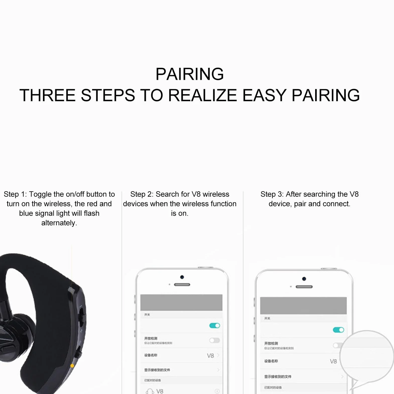 Słuchawki Bluetooth, bezprzewodowy zestaw głośnomówiący z mikrofonem, redukcja szumów, pojedyncze ucho, zestaw słuchawkowy Bluetooth, do telefonu, biznesu, biura, telefonu komórkowego