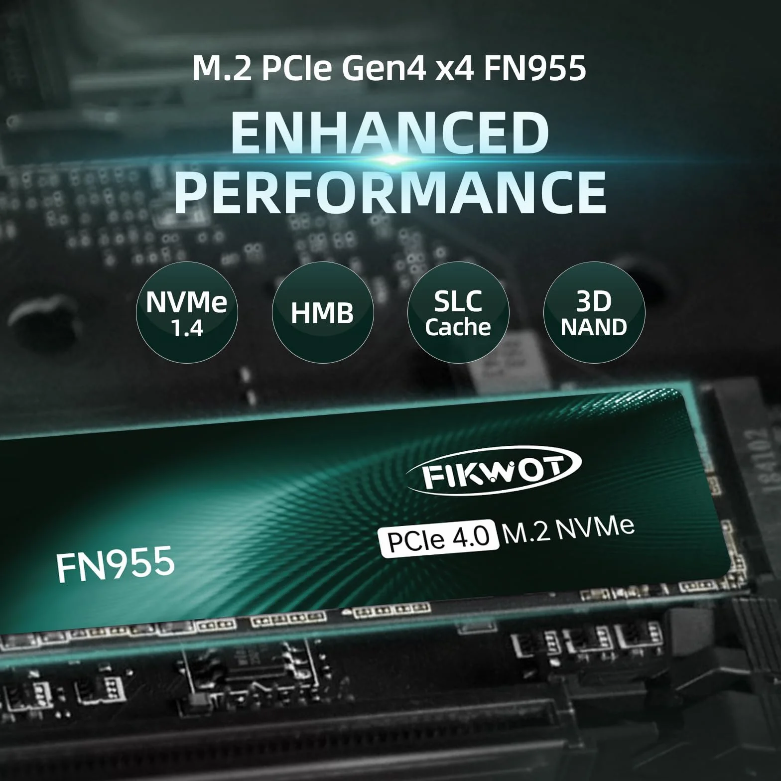 Fikwot NVMe 1TB SSD M.2 2280 PCIe Gen4 do 7350 MB/s Gamming SSD TLC wewnętrzny dysk półprzewodnikowy HMB i pamięć podręczna SLC, kompatybilny z laptopami i komputerami stacjonarnymi PS5, grafitowy
