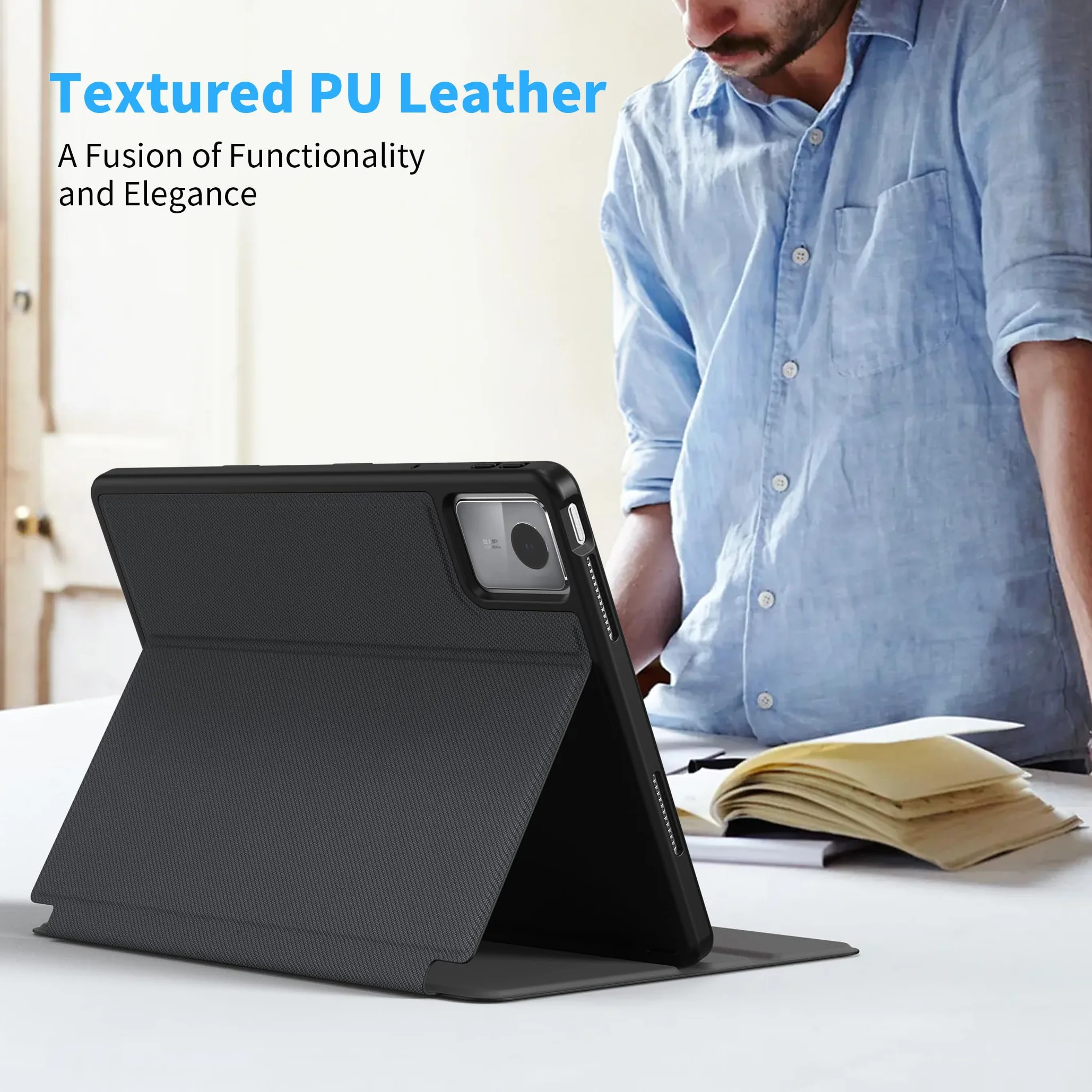 EasyAcc Etui do Lenovo Tab M11 TB330 2024, 11-calowa okładka książkowa Folio ze stojakiem, etui ochronne z funkcją automatycznego uśpienia/budzenia, czarny
