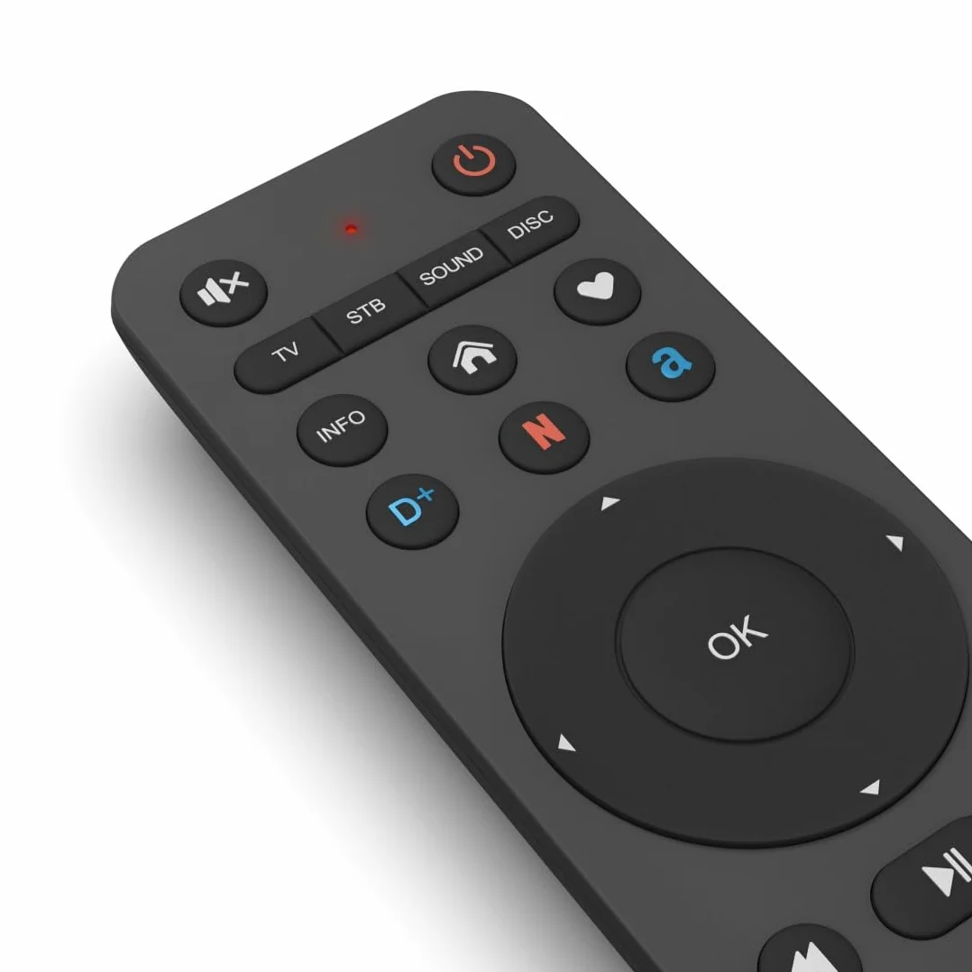 Hama uniwersalny pilot 4w1 Netflix (Do TV, soundbara, odtwarzaczacza Blu-Ray, do maks. czterech urządzeń, tryb uczenia się, przycisk Netflix, Prime Video, Disney+, w zestawie 2x bateria AAA)