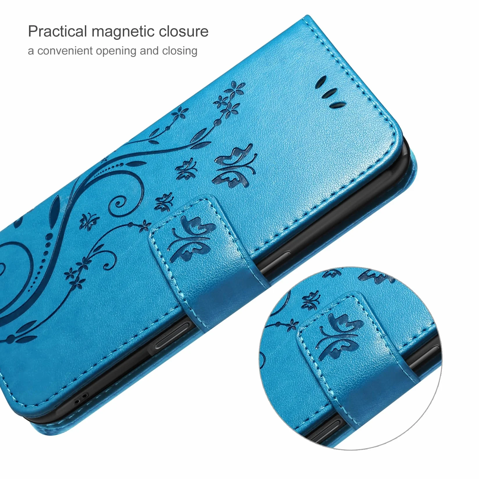 Etui kompatybilne z iPhone 17 z osłoną ekranu ze szkła hartowanego, portfelowe ze skóry PU, składany stojak, magnetyczne, niebieskie