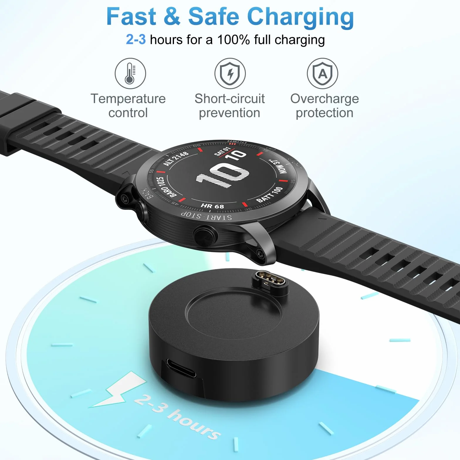 Adapter do zegarka Garmin, kabel USBC i stacja ładująca do Garmin Fenix, Forerunner, Venu, Approach, Vivoactive (czarny)