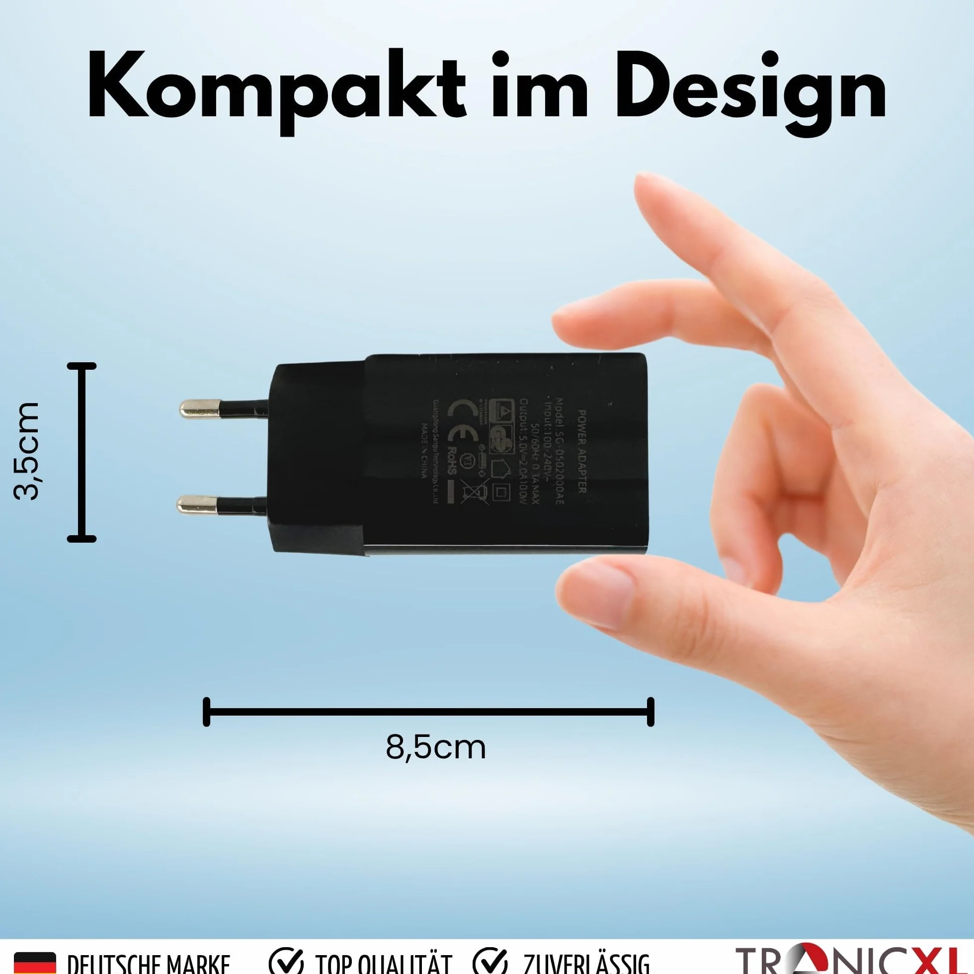 TronicXL Słupek specjalny 20 x USB zasilacz zasilacz ładowarka 2 A 5 V 10 W zasilacz sieciowy USB-A gniazdo do telefonu komórkowego kabel do ładowania smartfona czarny