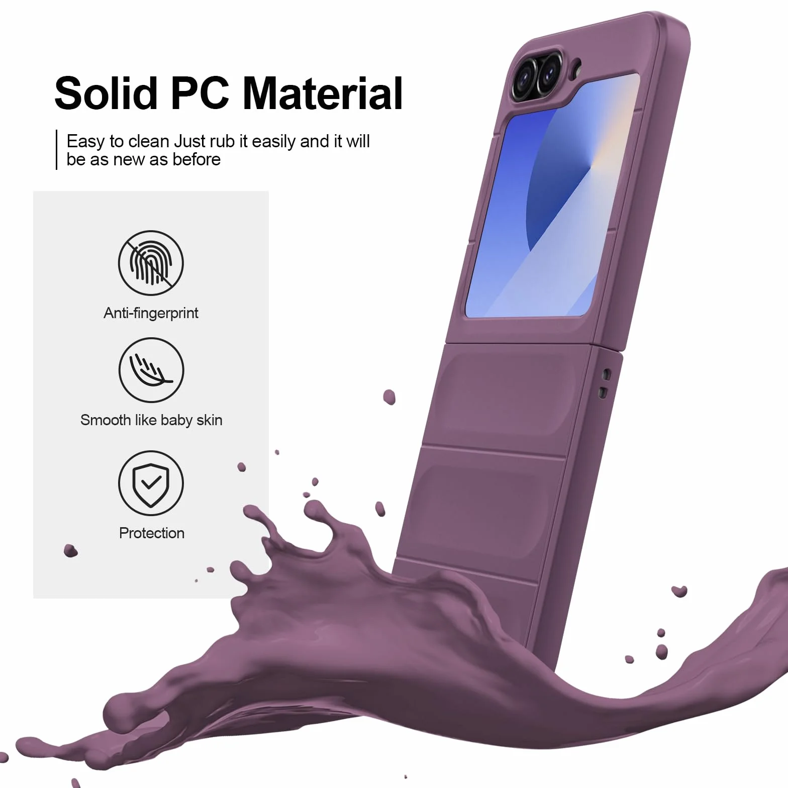 Silikonowy Etui do Samsung Galaxy Z Flip 6, Miękką Wyściółką Wewnętrzną z Mikrofibry, Obiektywem Aparatu Pełna Ochrona, Osłona Odporna na Uderzenia - fioletowe