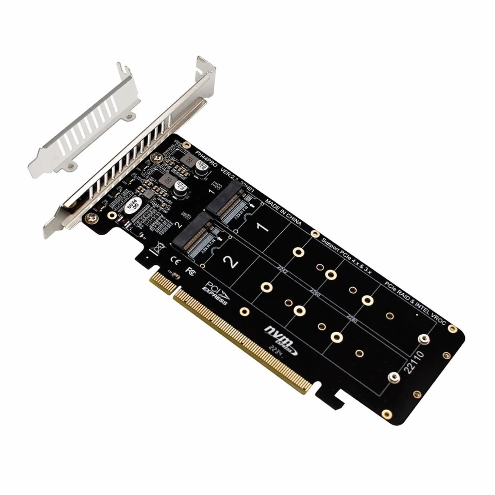 4 x karta rozszerzenia PCIE 4.0 Dual Disk PCIeX16 do M.2 M-Key NVME SSD, obsługuje 4 dyski SSD NVMe M.2 M Key 2280