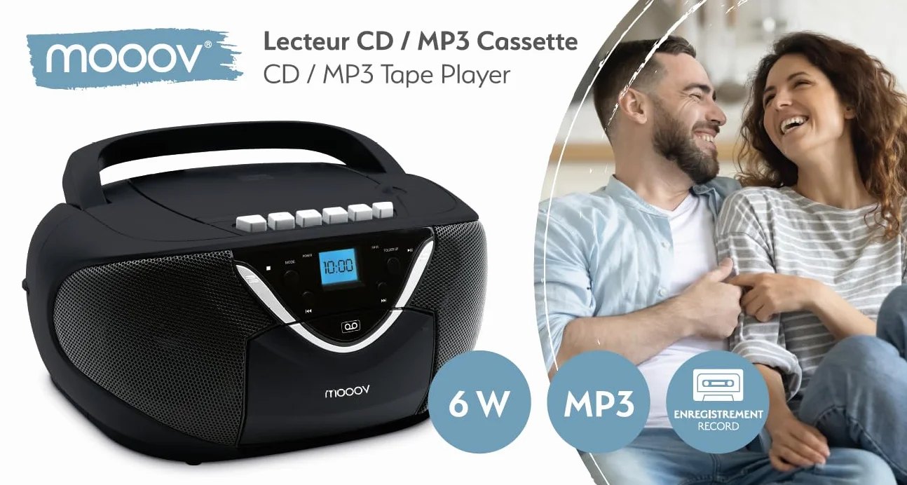Metronic 477131 przenośny odtwarzacz CD/magnetofon do radia Boombox, czarny