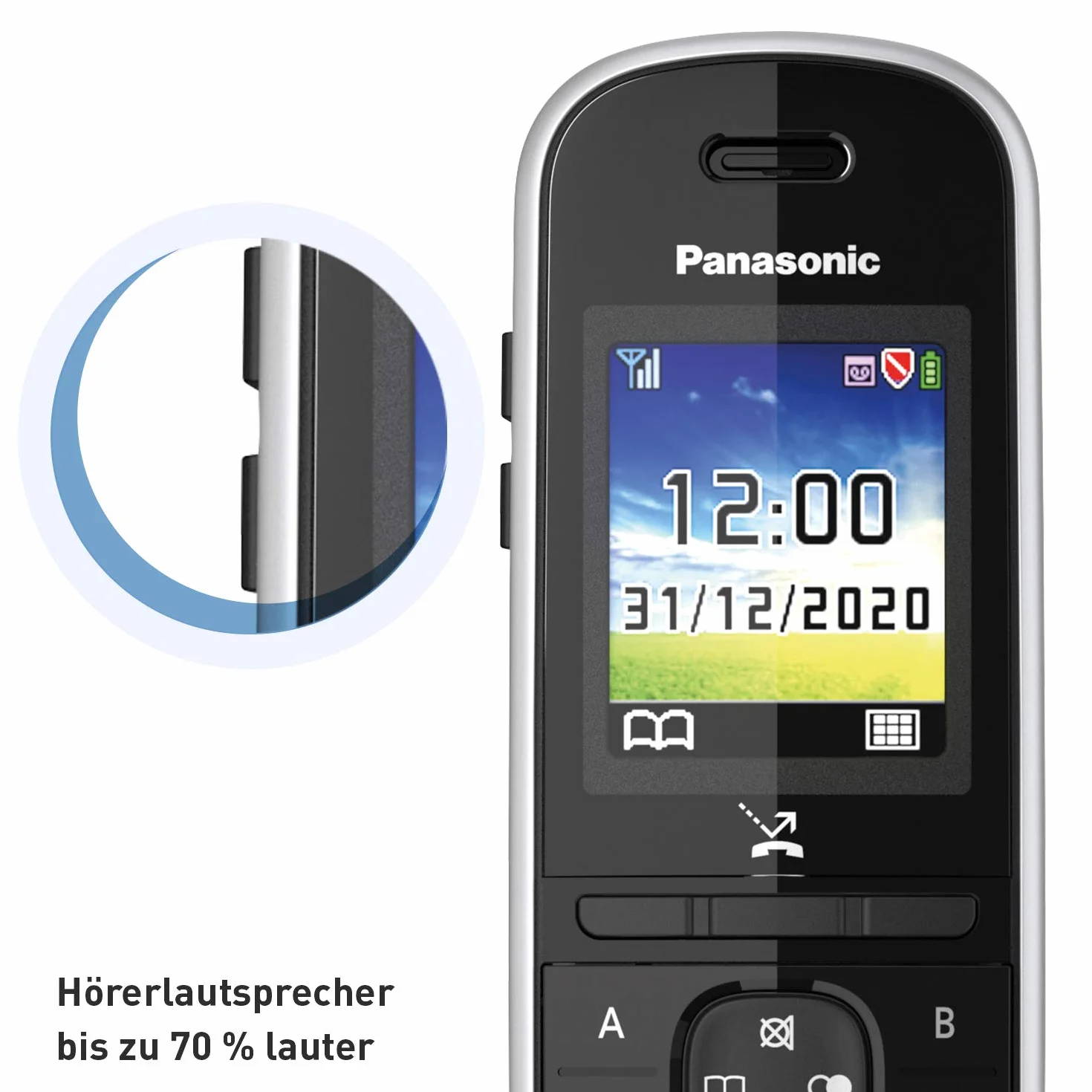 Panasonic KX-TGH722GS telefon bezprzewodowy Duo z automatyczną sekretarką (telefon (DECT, niskie promieniowanie, kolorowy wyświetlacz, blokada połączeń, zestaw głośnomówiący) czarny