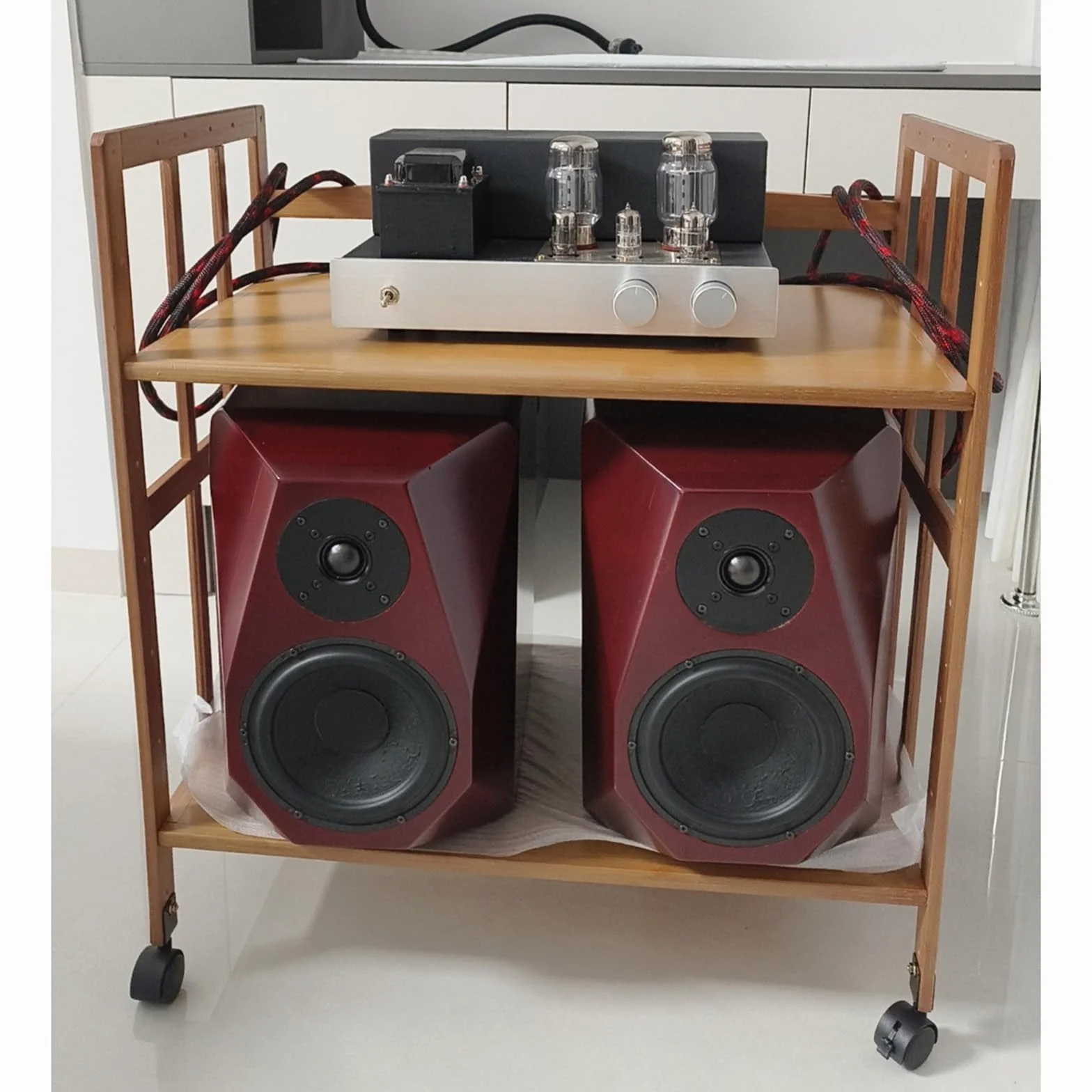 4-poziomowy stojak HiFi Ste na kółkach, stojak na odtwarzacze DVD, konsole do gier, telewizory i routery WiFi, półka na AV Equint i kino domowe