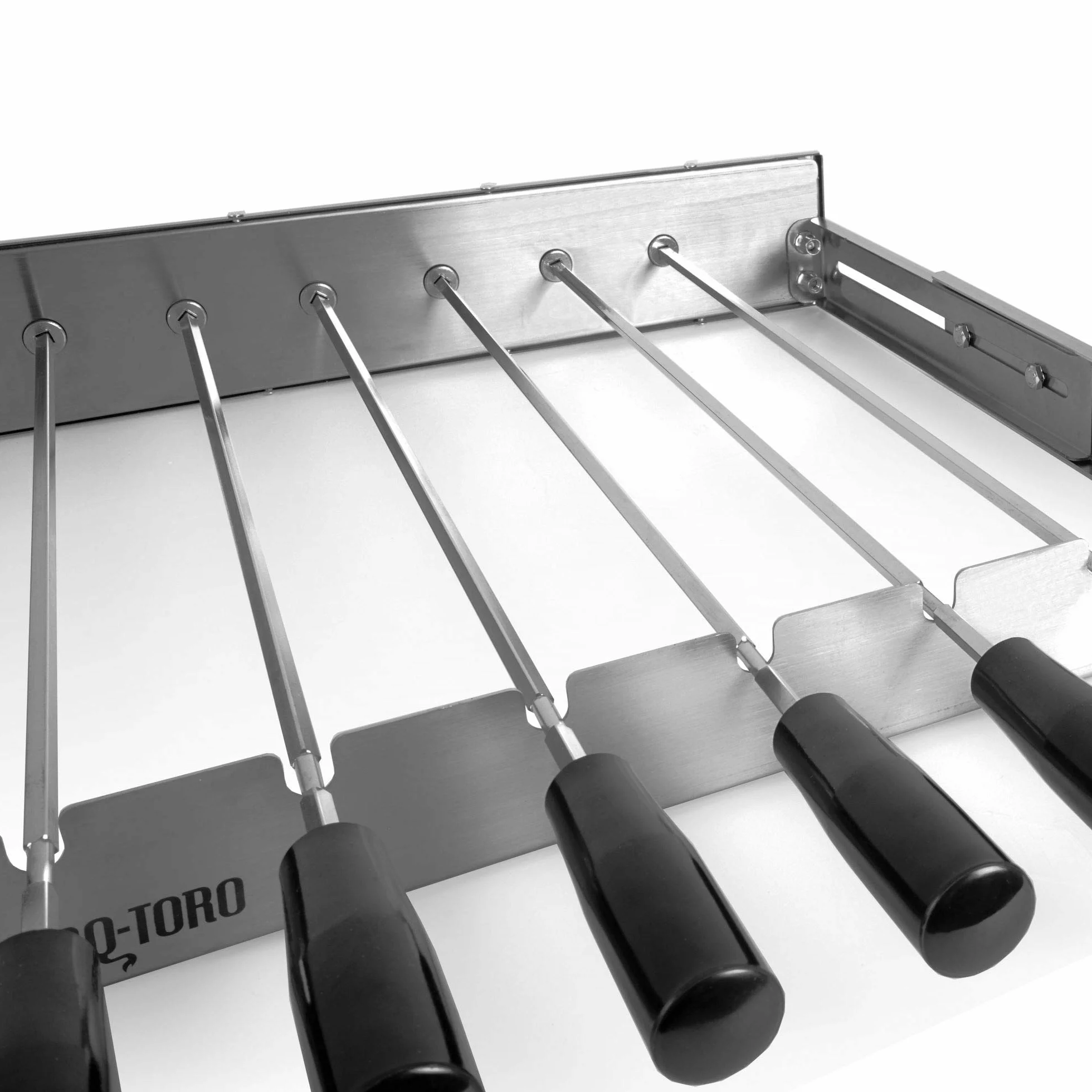 BBQ-Toro zestaw do szaszłyków stal nierdzewna 11 szpikulców silnik regulowany 70x26-40 cm