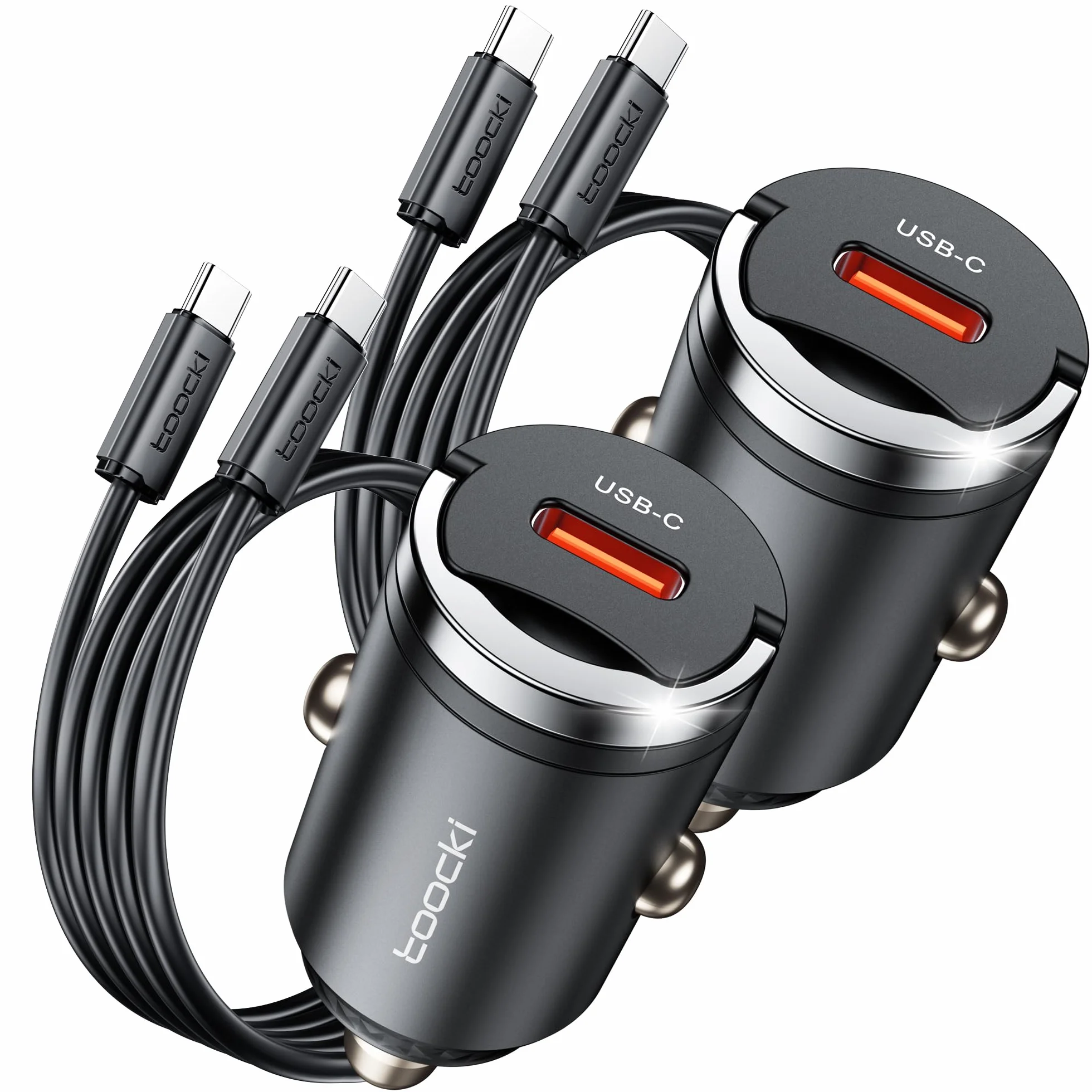 toocki 45W samochodowa ładowarka USB-C (2 sztuki), PD 3.0 - Szybka ładowarka samochodowa z pojedynczym portem typu C do iPhone'a 16/15/14 Pro Max, iPad i Samsung