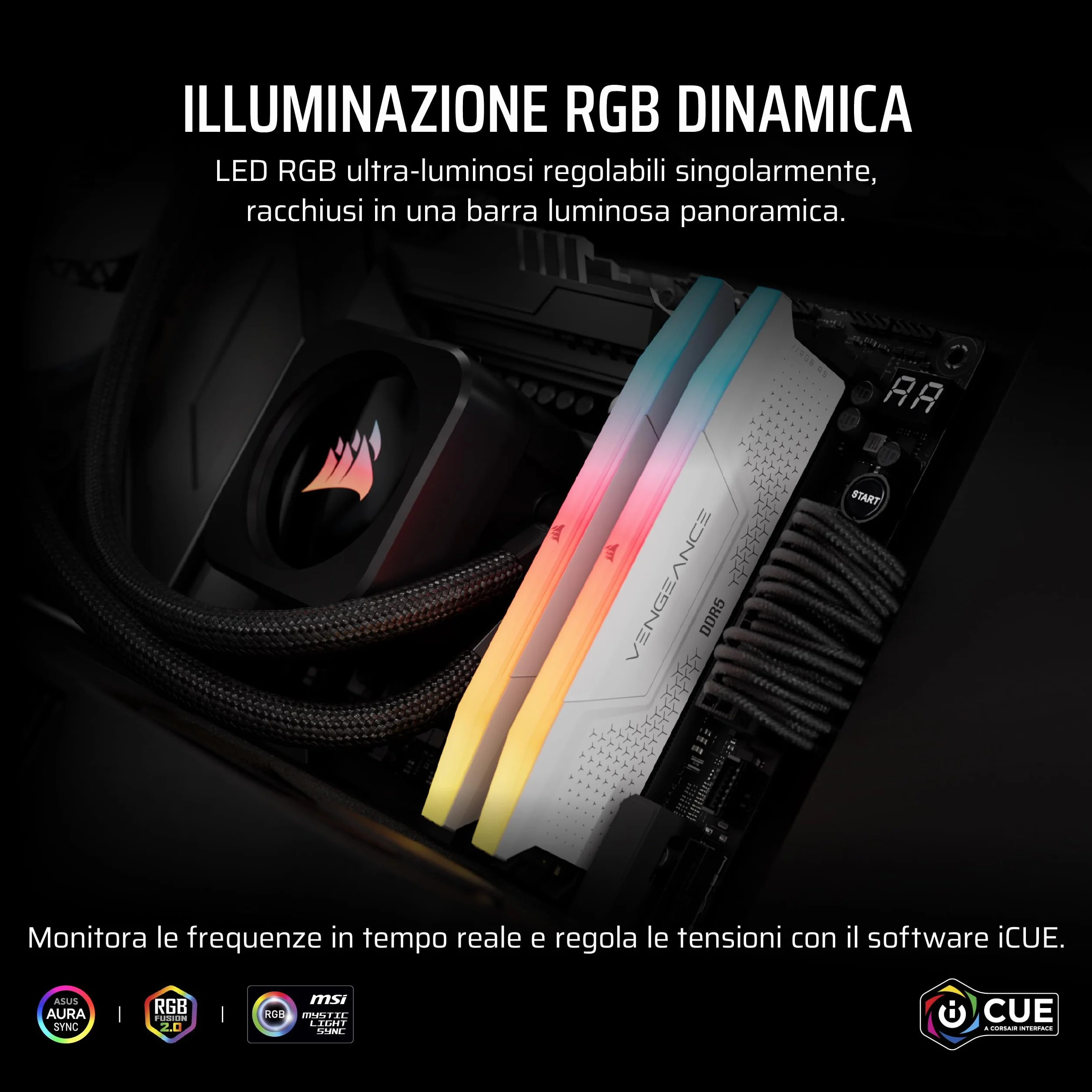 CORSAIR VENGEANCE RGB RS DDR5 16 GB (2 x 8 GB) do 5600 MHz AMD INTEL RAM | Pamięć do gier stacjonarnych, kompatybilna z AMD EXPO i Intel XMP 3.0, CL40, biała, CMG16GX5M2B5600Z40W