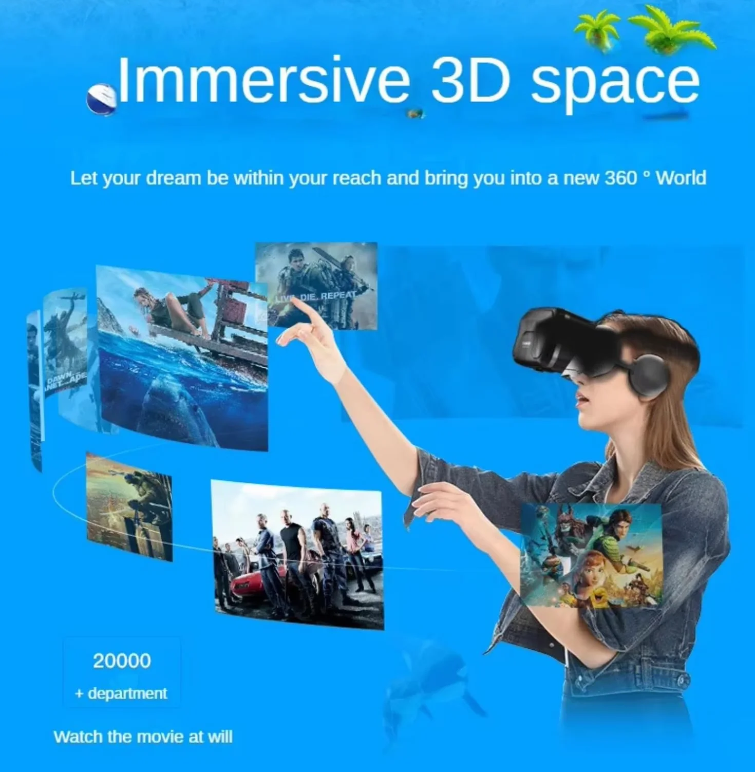 Kaskówka VR, zestaw wirtualnej rzeczywistości 3D dla dorosłych i dzieci, okulary VR do filmów 3D, gier wideo, okulary VR do iPhone 16, 15, 14, 13, Pro Max Plus, Samsung Galaxy S24, S23, S22