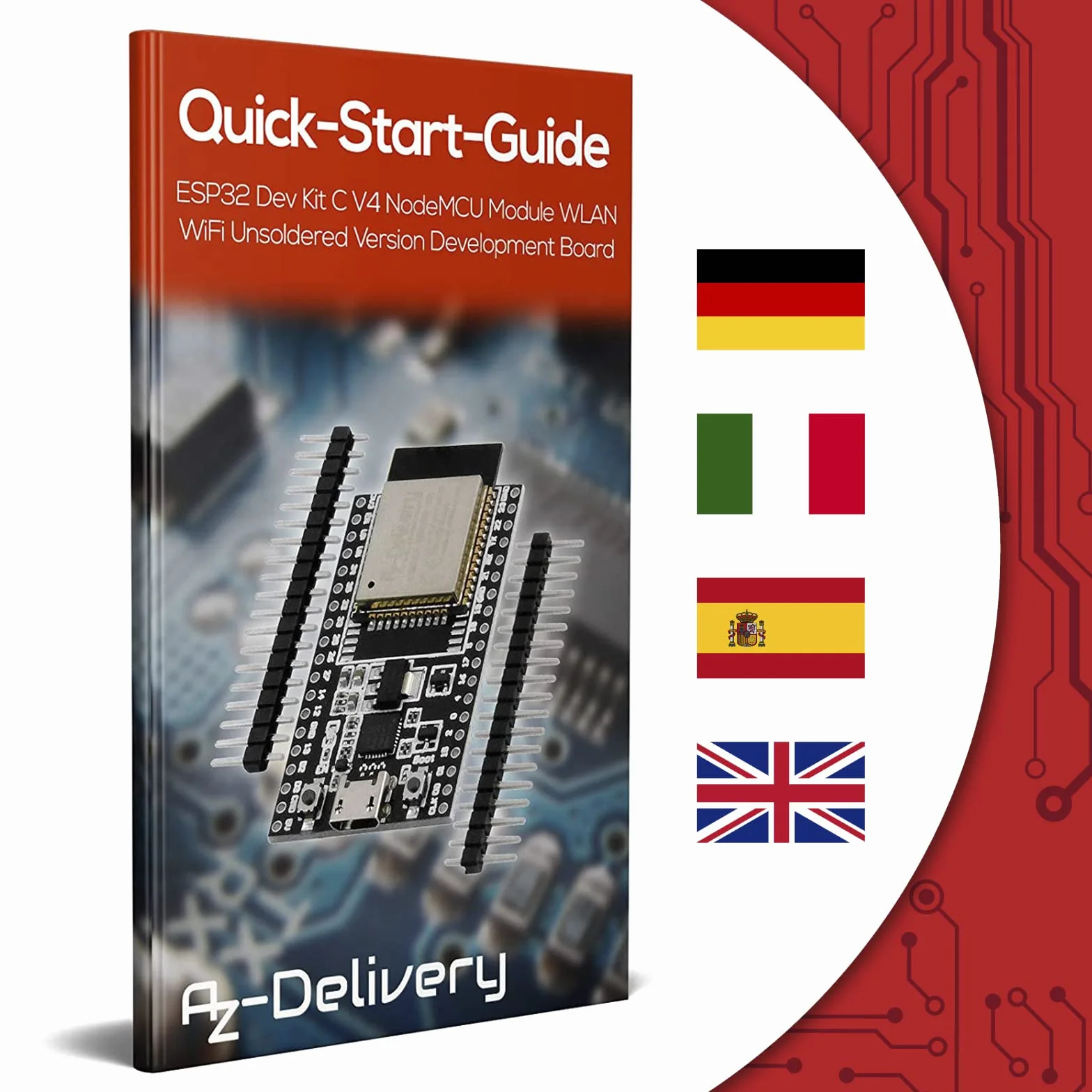 AZDelivery ESP32 Dev Kit C V4 NodeMCU WLAN/WiFi Development Board bez lutowania kompatybilny z Arduino w tym E-Book! (Następca modułu ESP32 Dev Kit C)