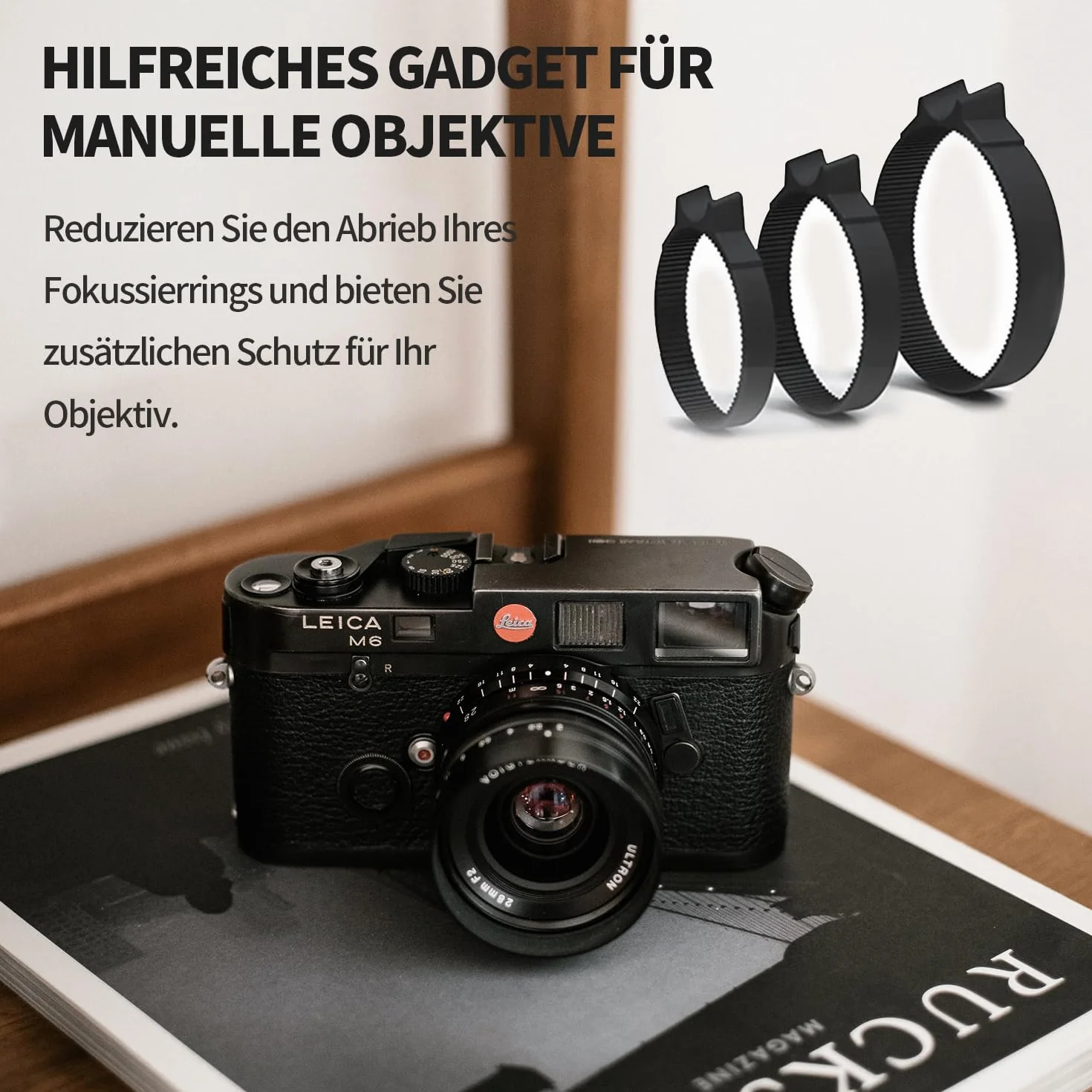 eTone pierścień ostrości, koło zębate, pierścień Follow Focus, pierścień do obiektywu obiektywu, gumowe pierścienie obracane o 360 stopni, do obiektywów aparatu cyfrowego (kolor czarny, 64 mm-76 mm)