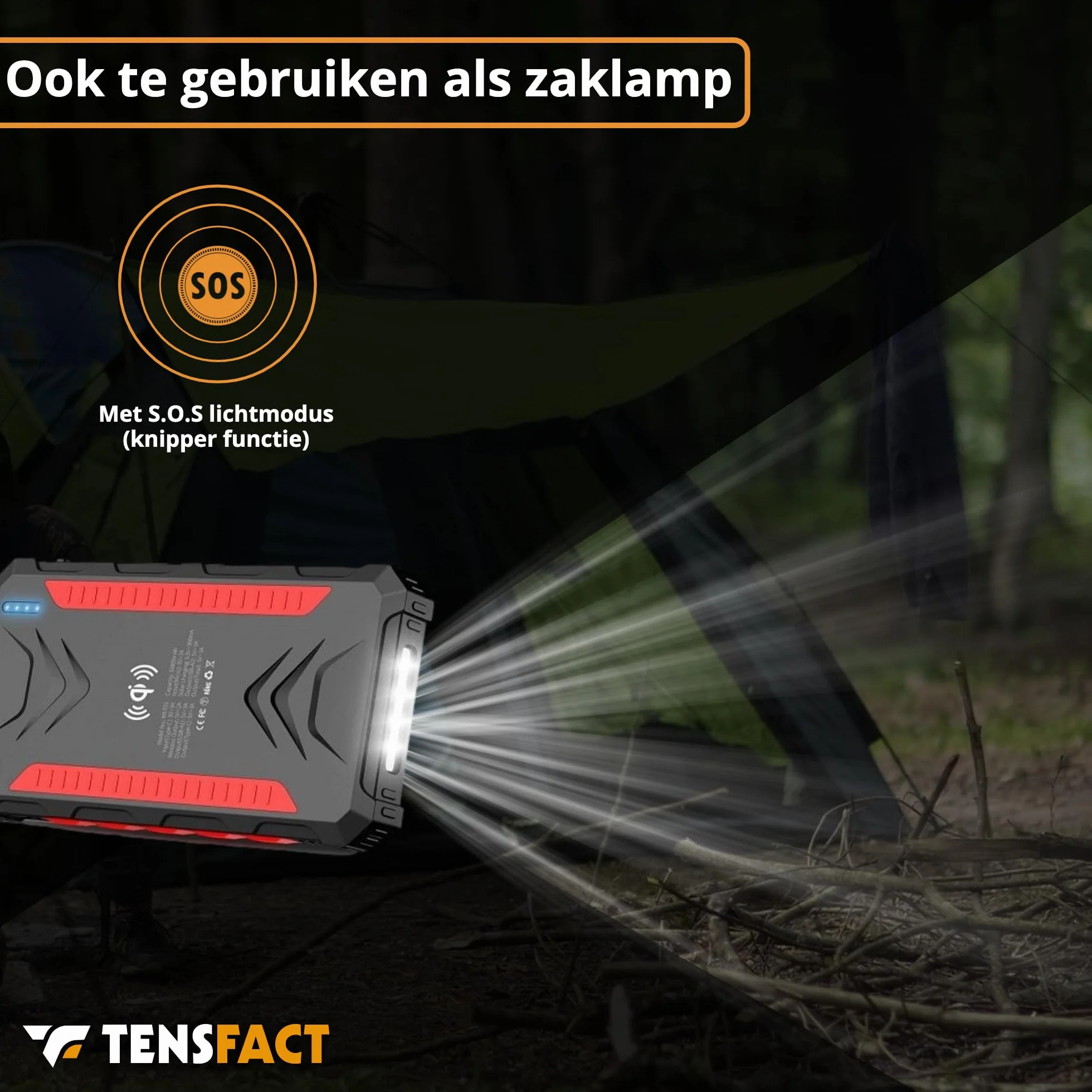 Solar Powerbank 36000 mAh bezprzewodowa ładowarka - Powerbank Solar - USB & USB-C - czerwona