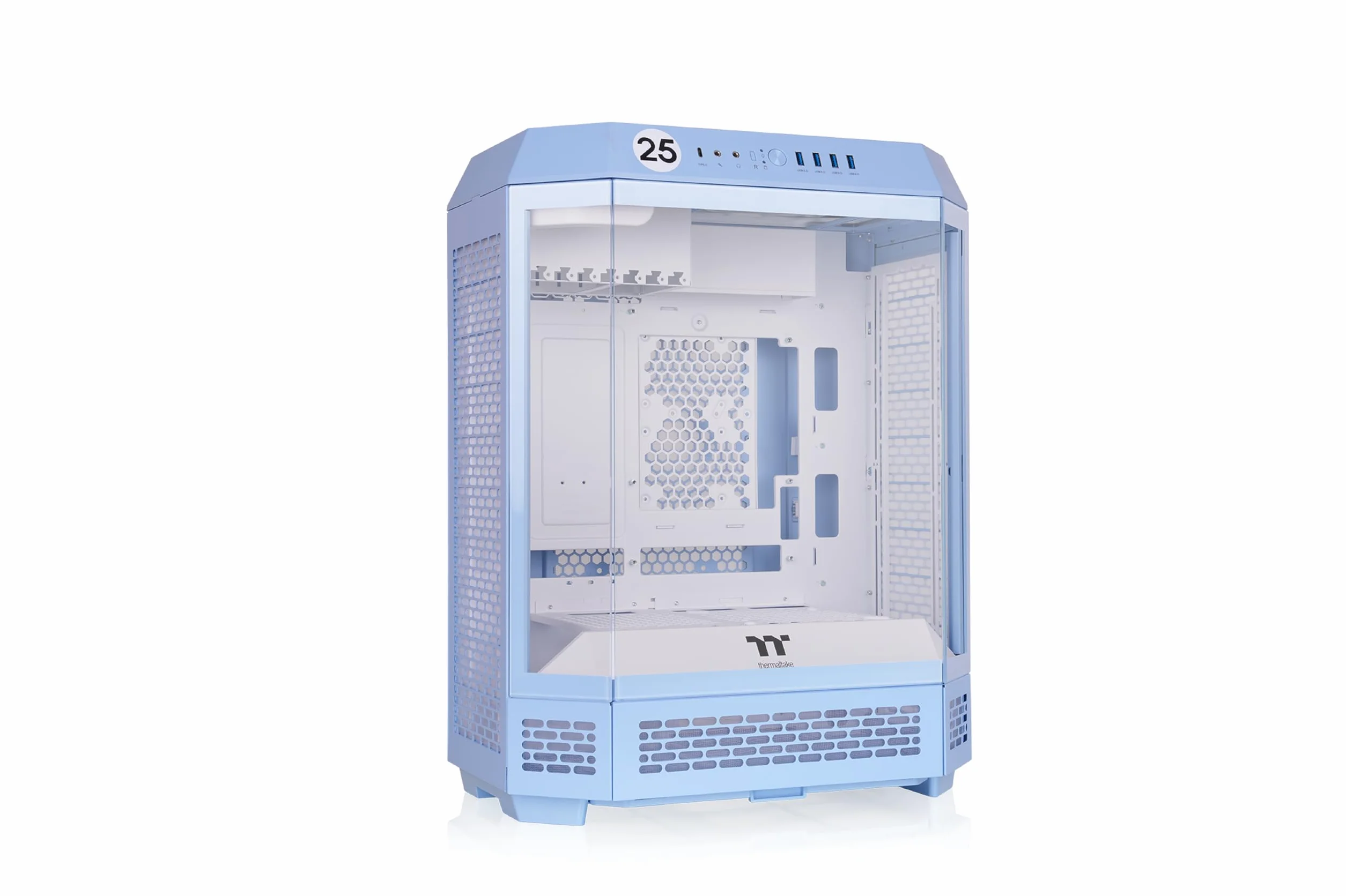 Obudowa Tower 600 Hydrangea Blue Mid-Tower ATX; 3 panele ze szkła hartowanego; wsparcie płyty głównej z ukrytym złączem; obrotowe gniazda PCI-e; CA-1Z1-00MFWN-00; 3 lata