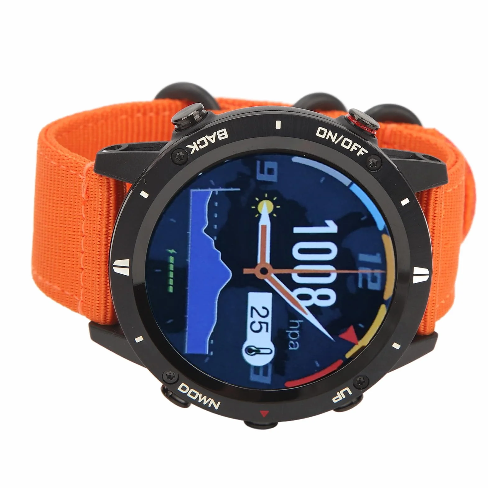 Zegarek Sportowy Metalowe ładowanie USB Monitorowanie Snu Smartwatch 50M Wodoodporna Nawigacja z Trackerem do Biegania (Pomarańczowy)