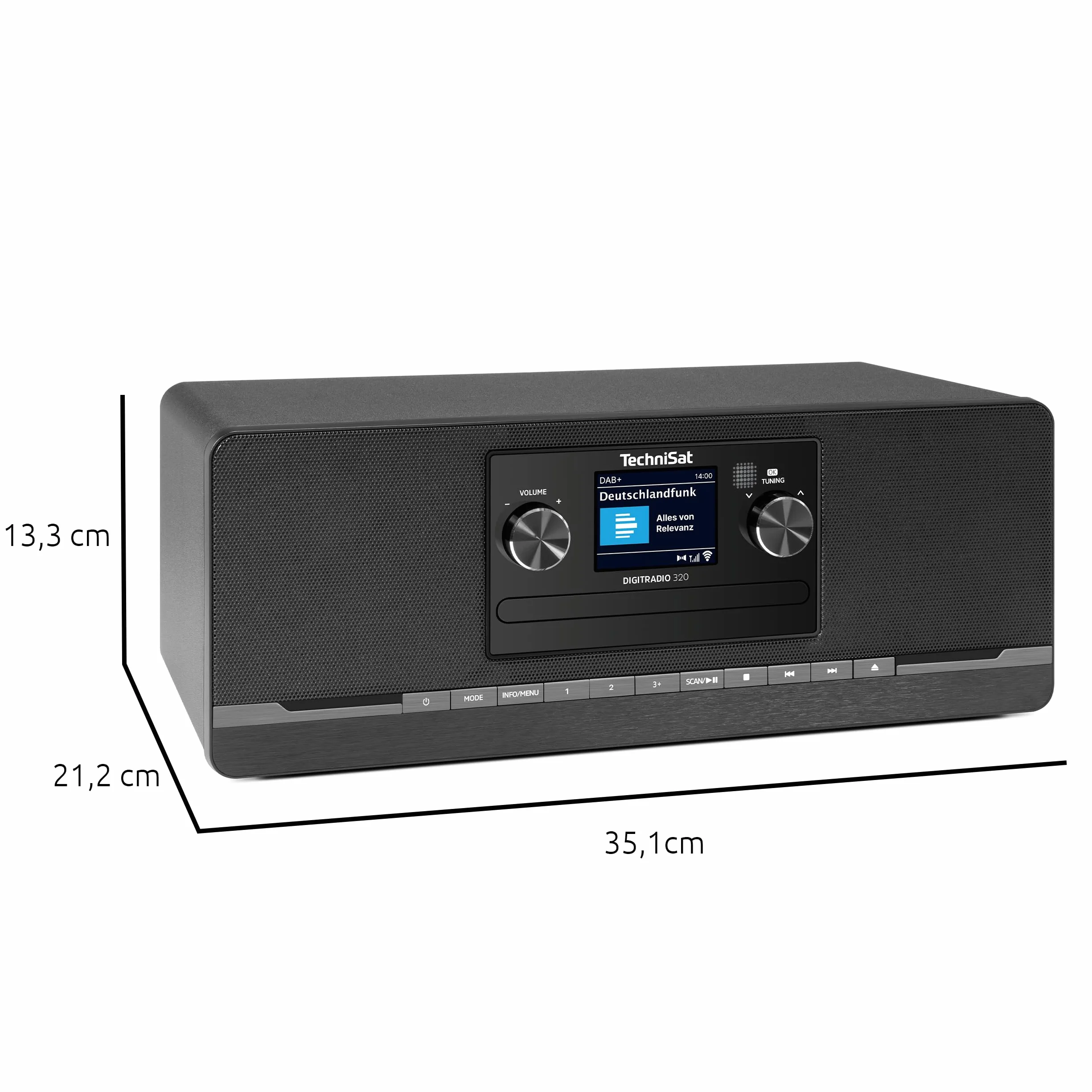 TechniSat DIGITRADIO 320 – Cyfrowe radio stereo (kompaktowy system z DAB+ i FM, odtwarzacz CD, Bluetooth, USB, 2×5 W RMS, kolorowy wyświetlacz TFT, pamięć ulubionych, budzik, timer snu, pilot)