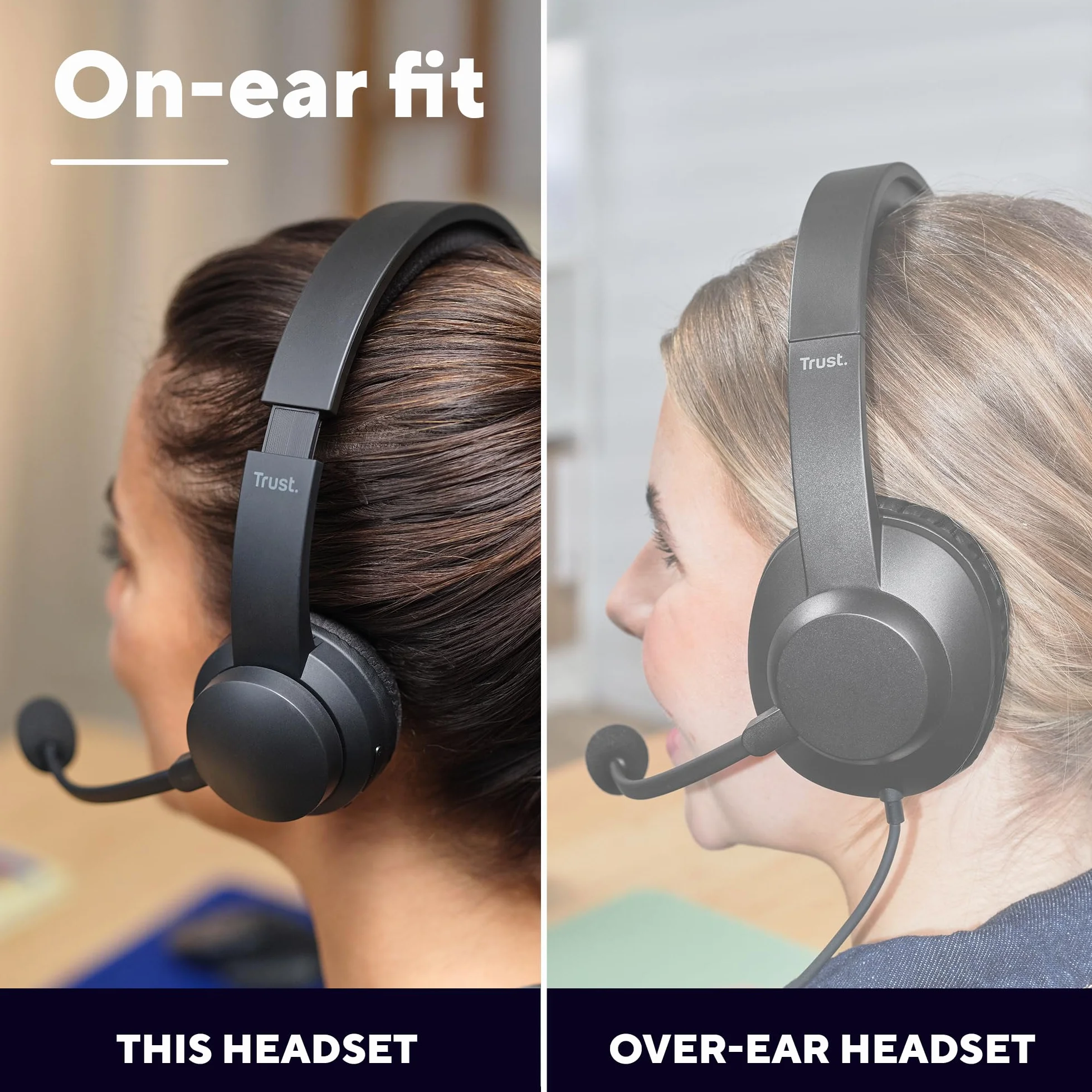 Trust Roha II nauszny bezprzewodowy zestaw słuchawkowy Bluetooth, czarny | mikrofon ENC, lekkie słuchawki z akumulatorem, 85% materiału z recyklingu, headset do PC Mac biura pracy Zoom Teams