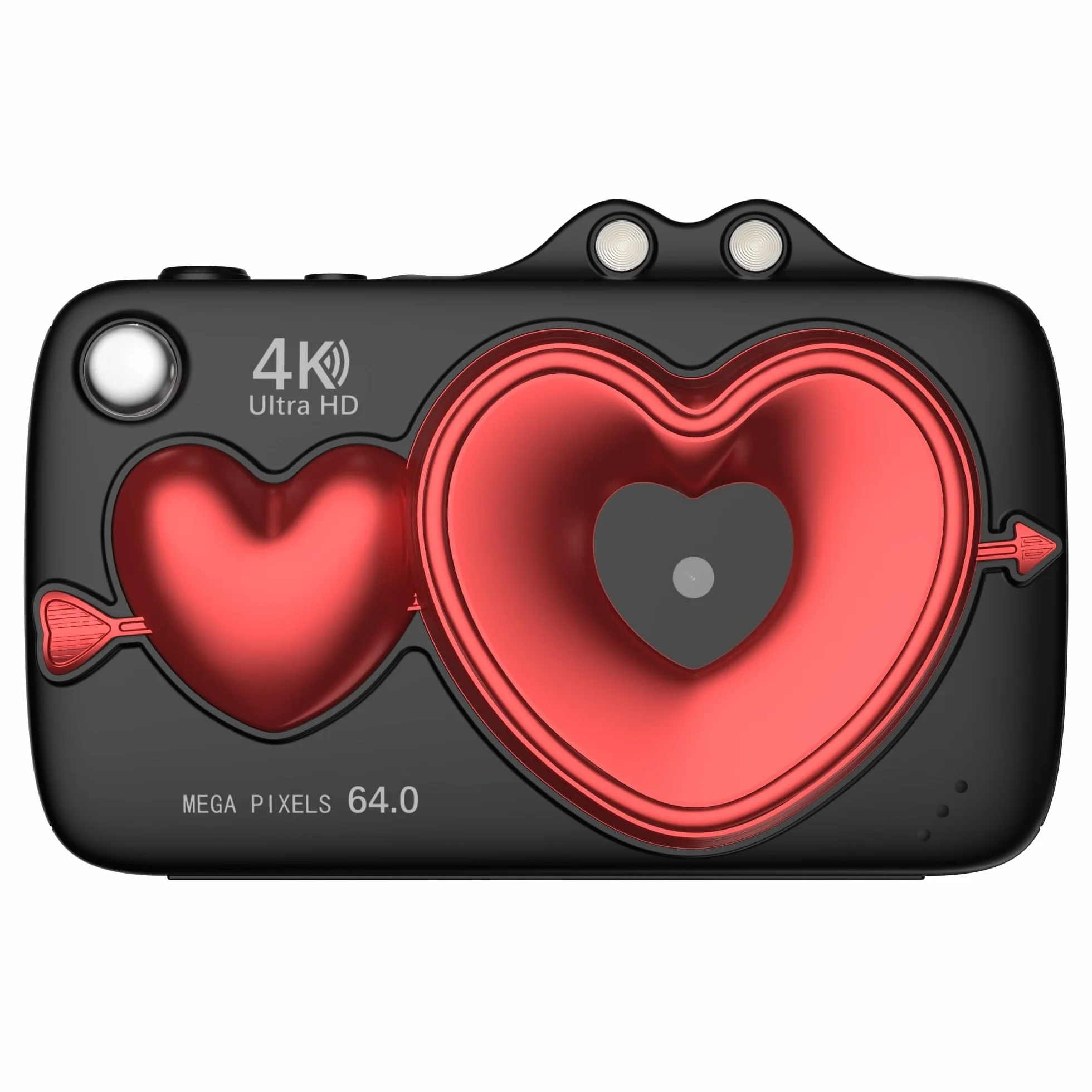 Aparat cyfrowy 64 MP 4K z WiFi, podwójne przednie i tylne obiektywy, ekran z klapką HD 7.1 cm do vlogowania i fotografowania (czarny)