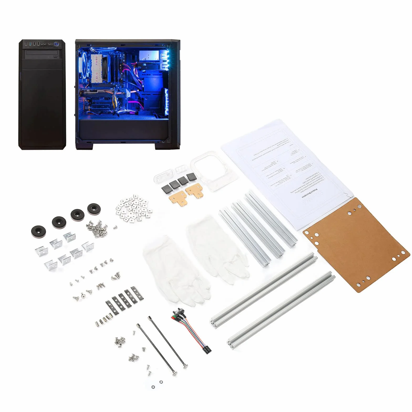 KIMISS Otwarty Wspornik Komputera ITX, Aluminiowe Konstrukcje Ramowe, Płyty Główne ATX/ITX, Doskonała Konstrukcja Rozpraszania Ciepła (SILVER)