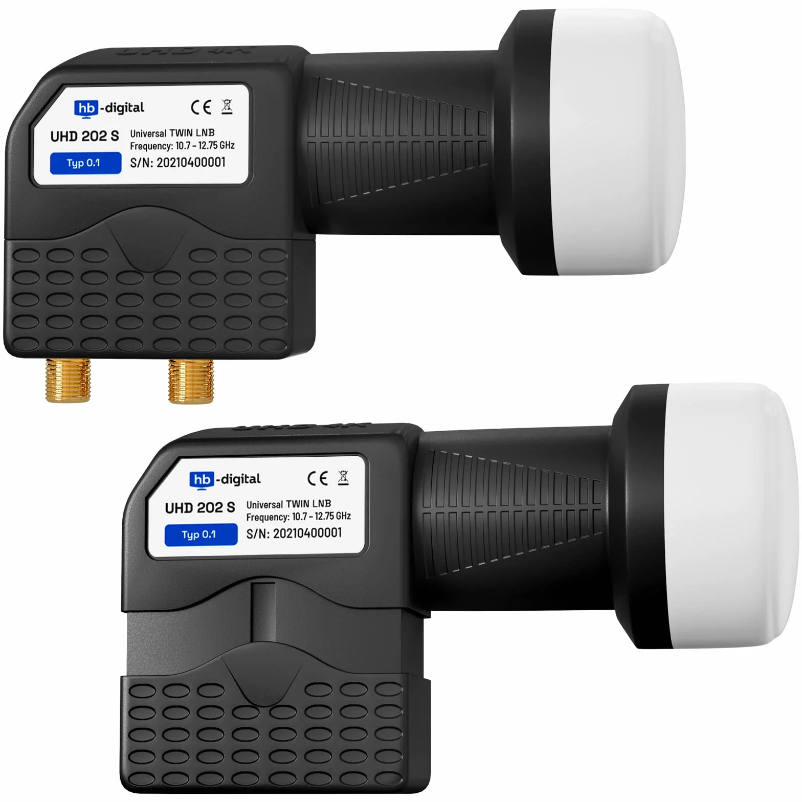 hb-digital Twin LNB - test bardzo dobry* - dla 2 uczestników filtr LTE 2-krotny Full HD 4K 0,1 dB z ochroną przed warunkami atmosferycznymi + 4 x wtyczka F do telewizora, odbiornika satelitarnego
