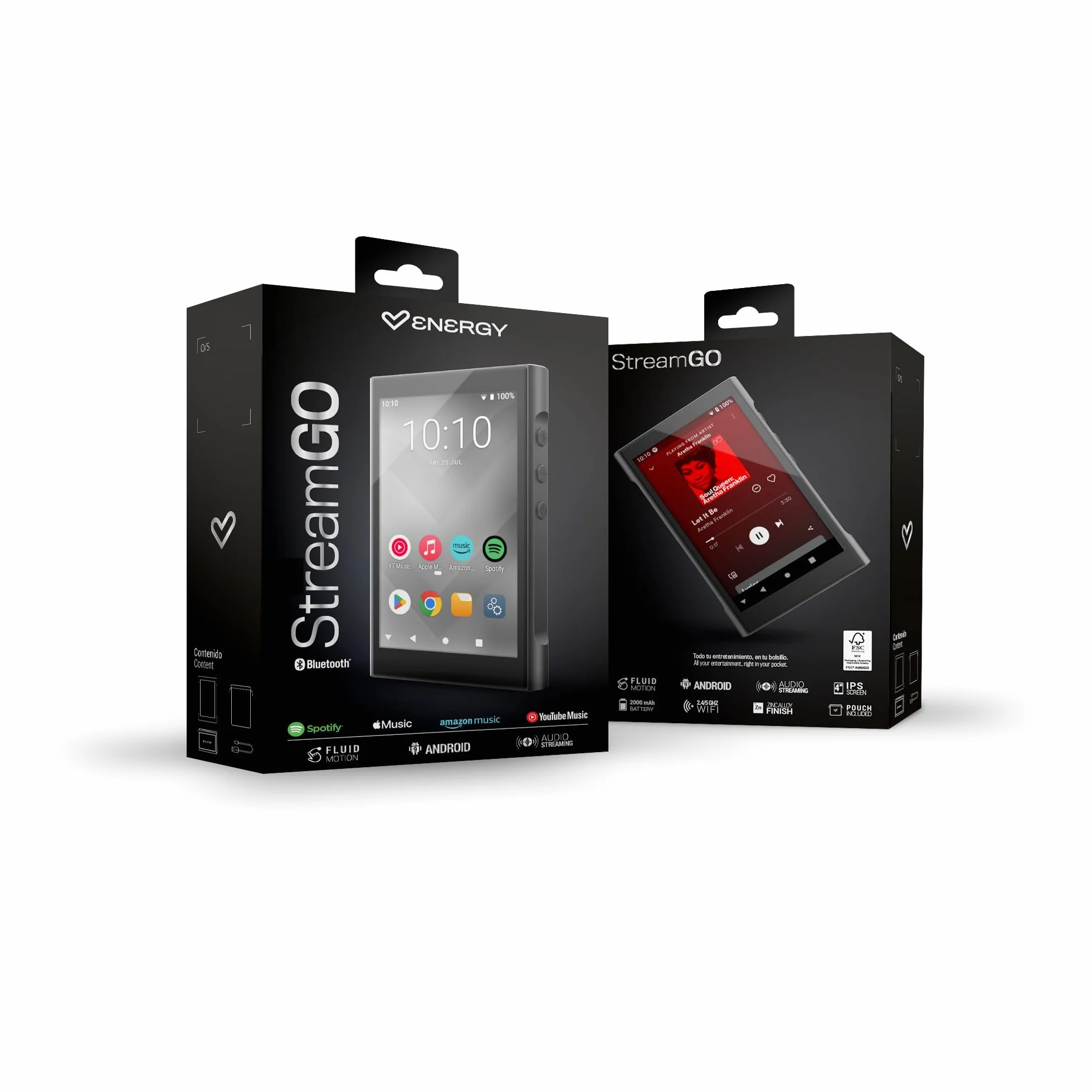 Energy Sistem Energy Stream Go Android Player, odtwarzacz multimedialny (Fluid Motion, Android 9.0, pamięć 16 GB, ekran IPS, Bluetooth 4.0)