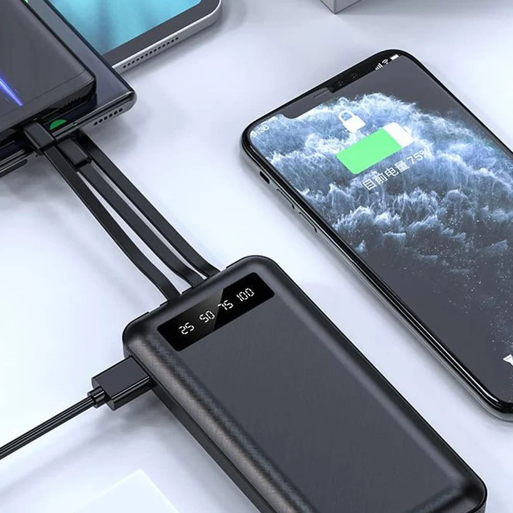 JJJ Mini szybkie ładowanie jest dostarczane z Line Sharing Power Bank 20 000 mAh światło i przenośny powerbank o dużej pojemności (kolor: biały, rozmiar: 10 000 mAh)