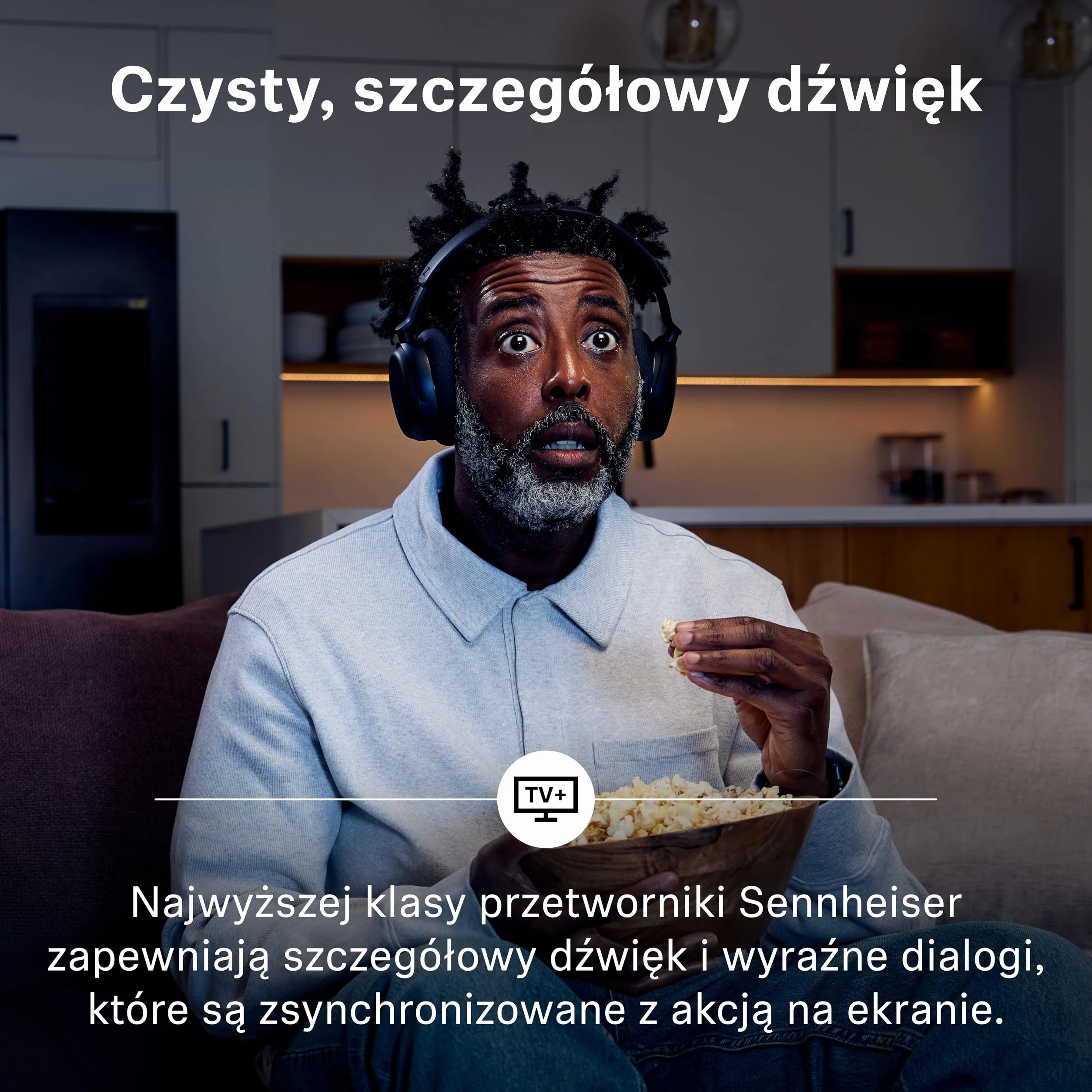 Sennheiser RS 255 Słuchawki Telewizyjne, Zestaw Słuchawek Bluetooth z Nadajnikiem, Bezprzewodowe o Niskich Opóźnieniach z Wirtualnym Dźwiękiem Przestrzennym, do 50 h Pracy na Baterii