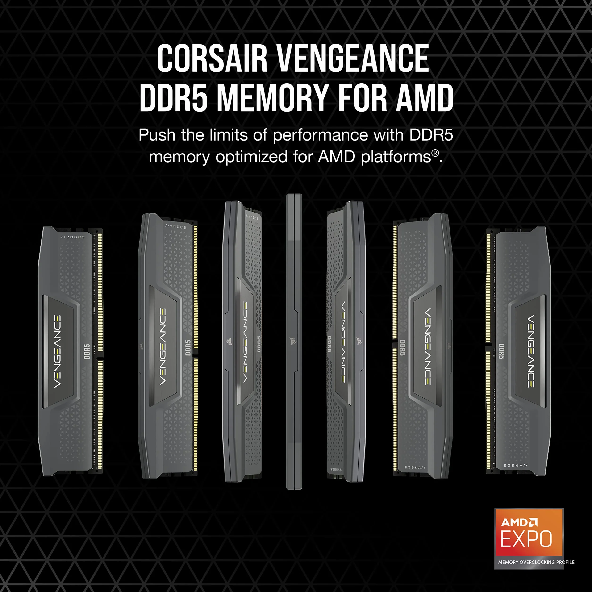 CORSAIR VENGEANCE DDR5 RAM 32GB (2x16GB) do 6000MHz CL36 AMD EXPO Pamięć Komputerowa Kompatybilna z iCUE - Szary (CMK32GX5M2E6000Z36)
