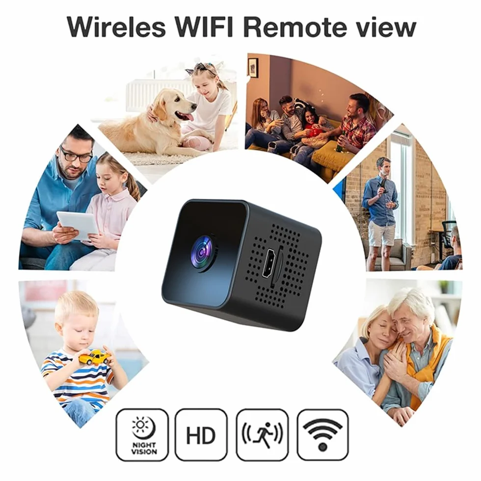 Mokeum Mini kamera szpiegowska, ukryta kamera 1080P o wysokiej rozdzielczości, szerokokątna, bezprzewodowa, inteligentna kamera WiFi, niania, kamera monitorująca bezpieczeństwo w domu, używana na